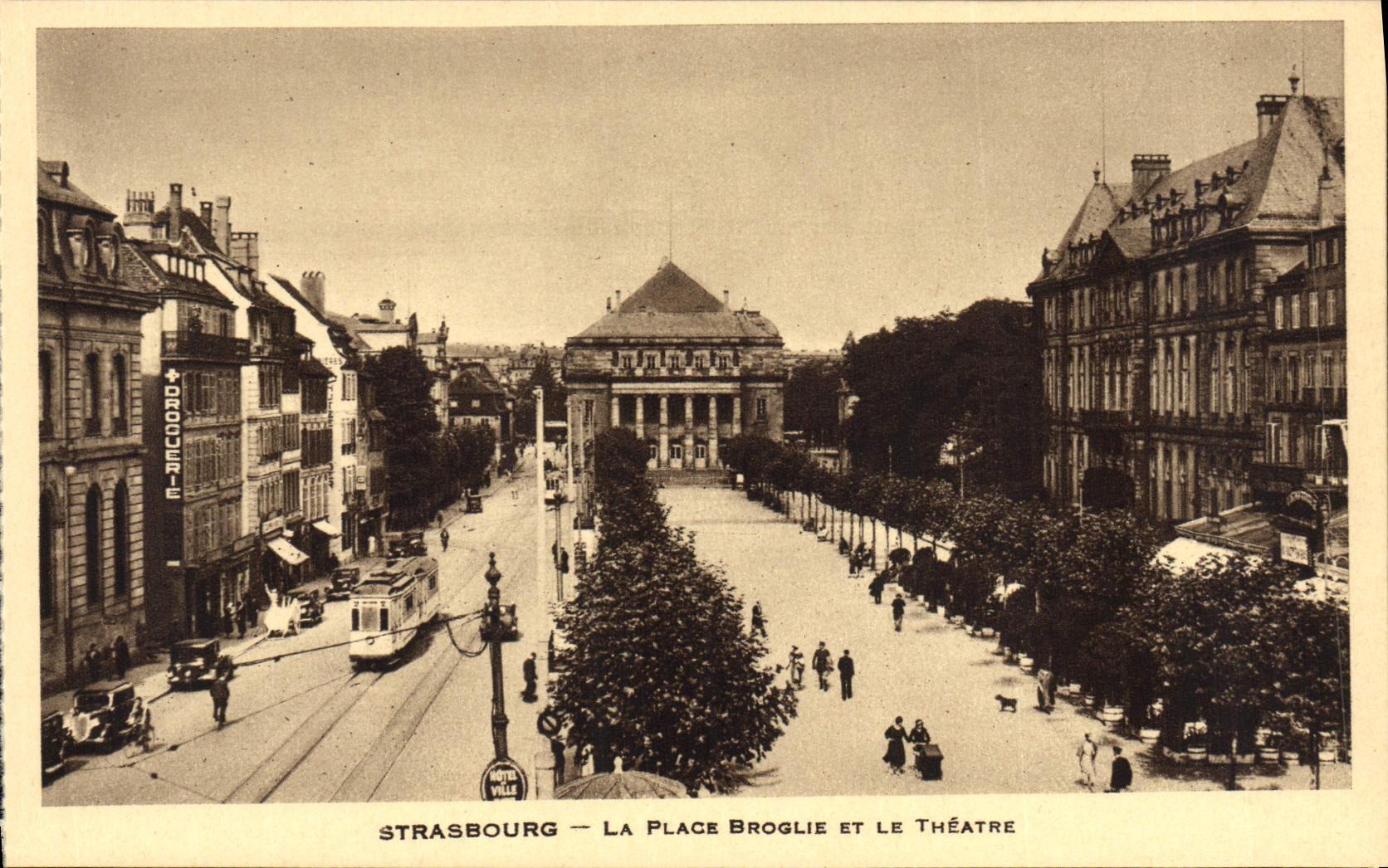 POSTAL Strabourg de la VENDIMIA el lugar de Broglie y el teatro