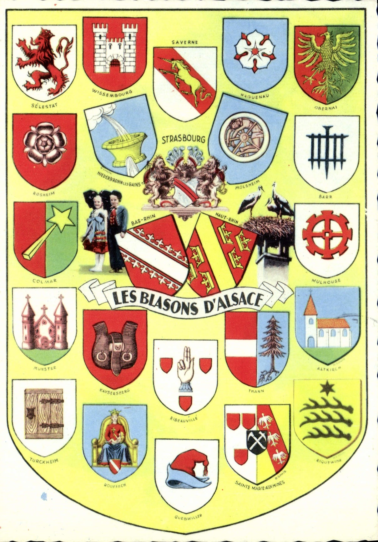 MODERN CARD Strasbourg Blaons Of Alsace Selestat Saverne Unicorn lion