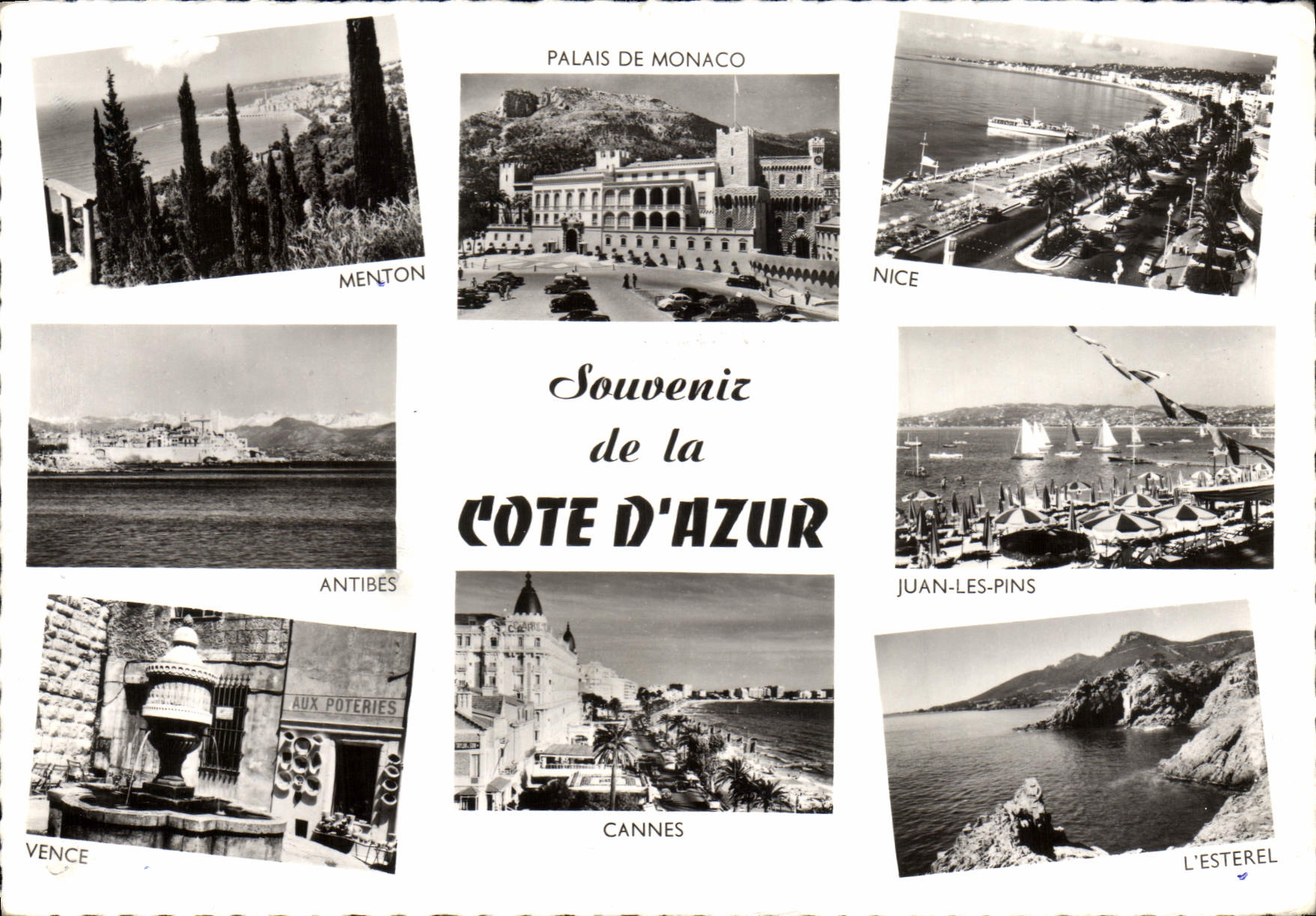 MODERN CARD Souvenier of the Dimension Of Azure Monaco Menton Antibes Vence Cannes Juan the Pines Nice L (Esterel