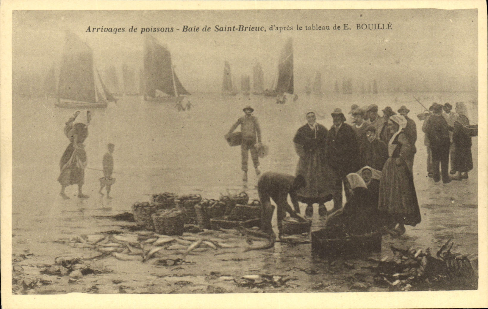 MODERN CARD Arrivals of fish Bay of Brieuc Saint according to the table of Face