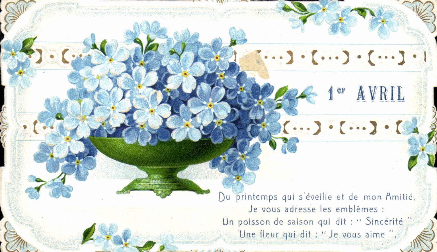 CPA Fantaisie 1er Avril Du printemps qui s'eveille et de mon Amitie Fleurs