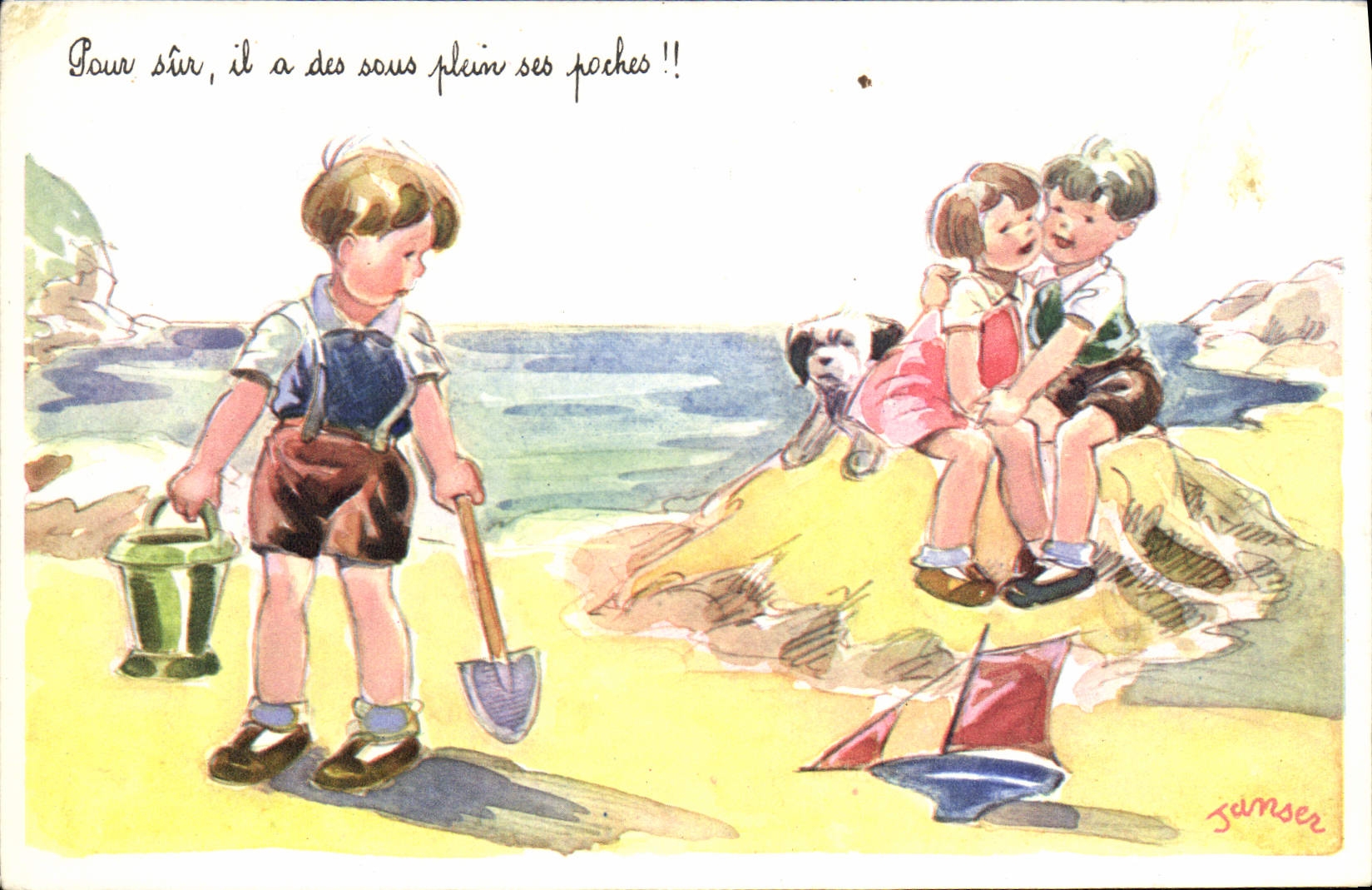 VINTAGE POSTCARD Children in the Jansen place