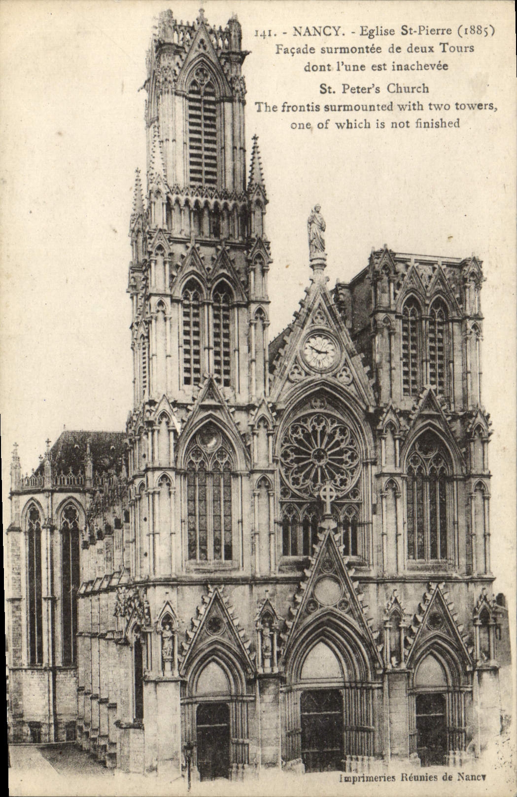 CPA Nancy Eglise St Pierre Facade surmontee de deux Tours