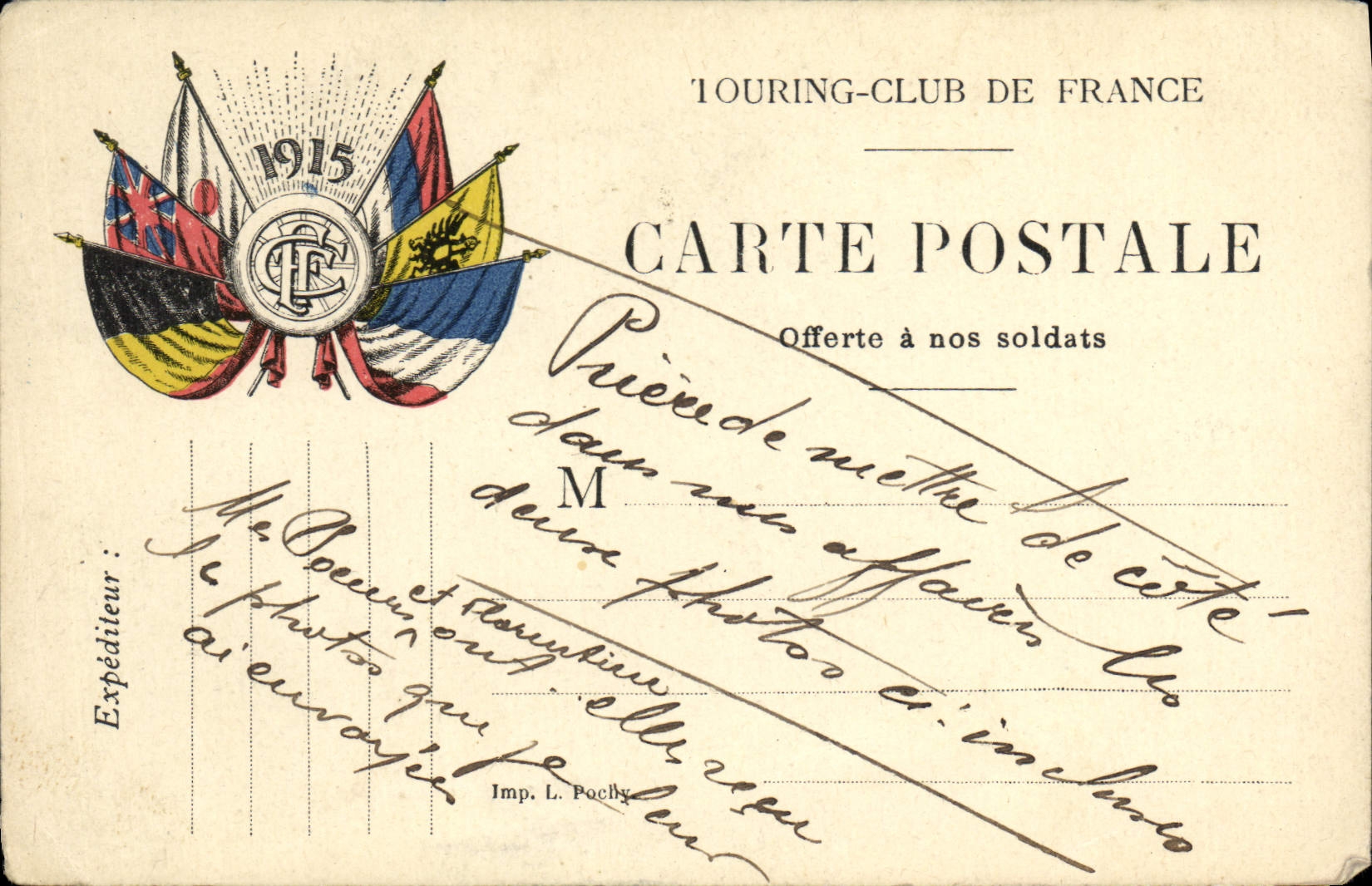 VINTAGE POSTCARD Touring Club of France 1915