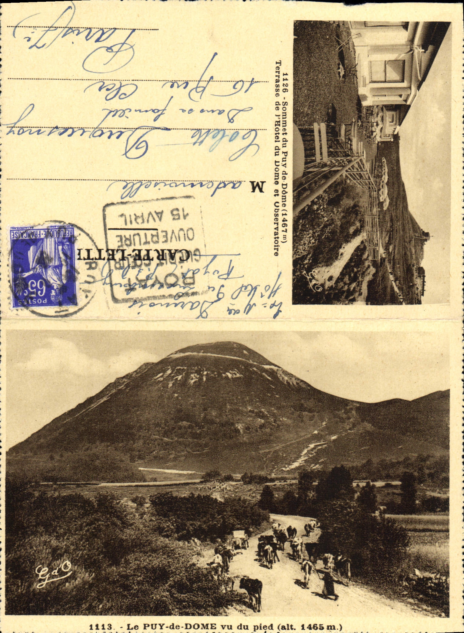 Extendible chart Puy De Dome seen of the foot Hotel of the Dome