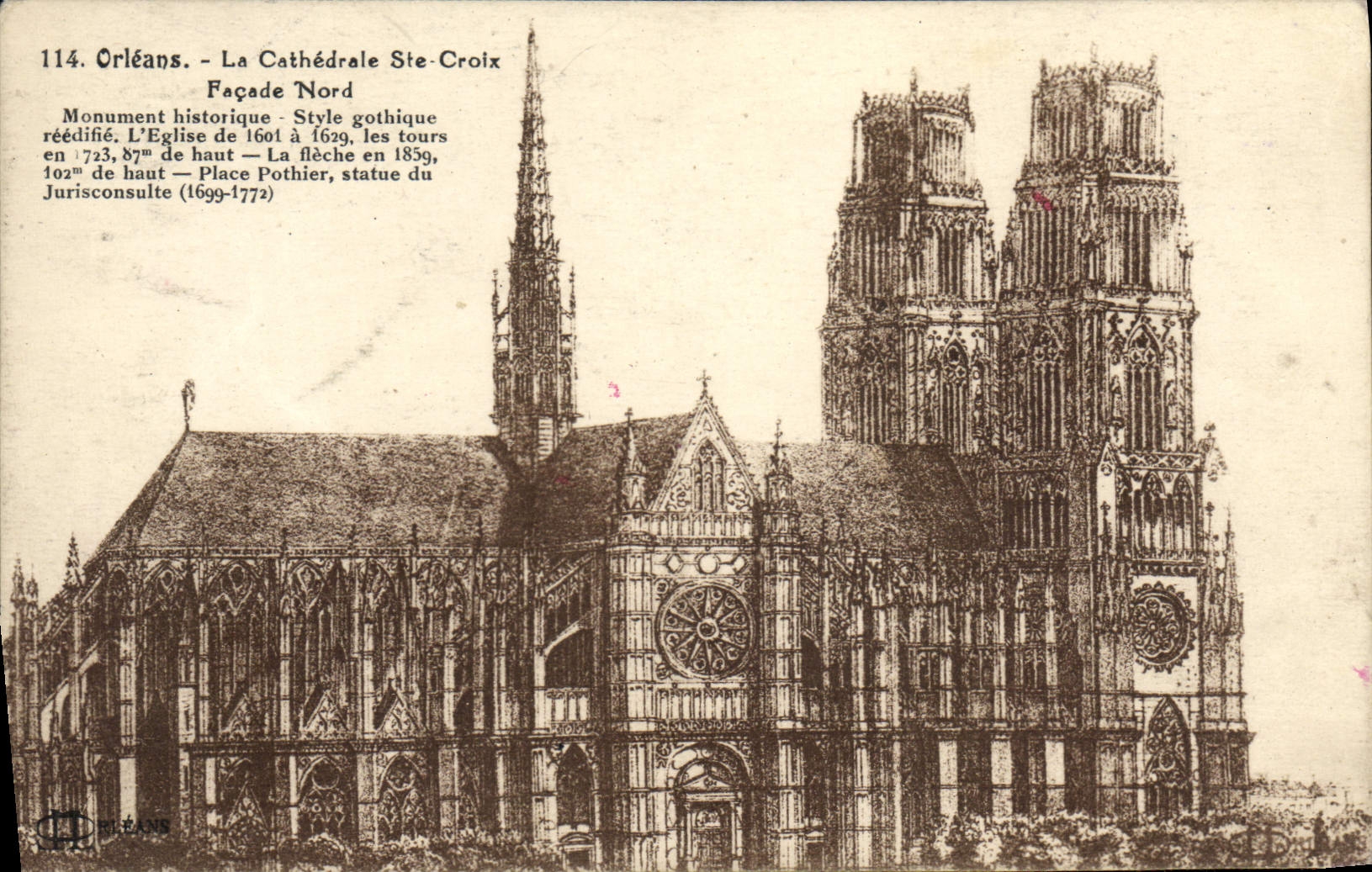 CPA Orleans La Cathedrale Ste Croix Facade Nord