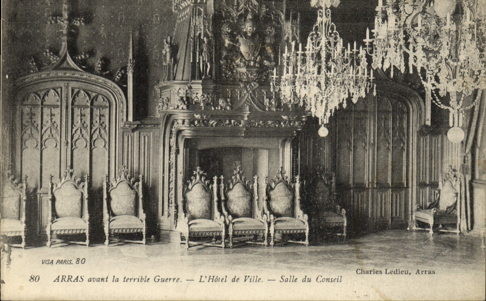 CPA Arras avant la terrible Guerre L'Hotel de Ville Salle du Conseil