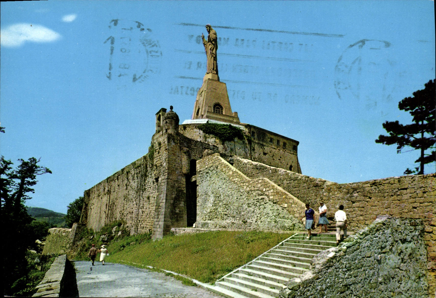 MODERN CARD San Sebastian Monumento Al Sagrado Corazon in el assembles Urgull