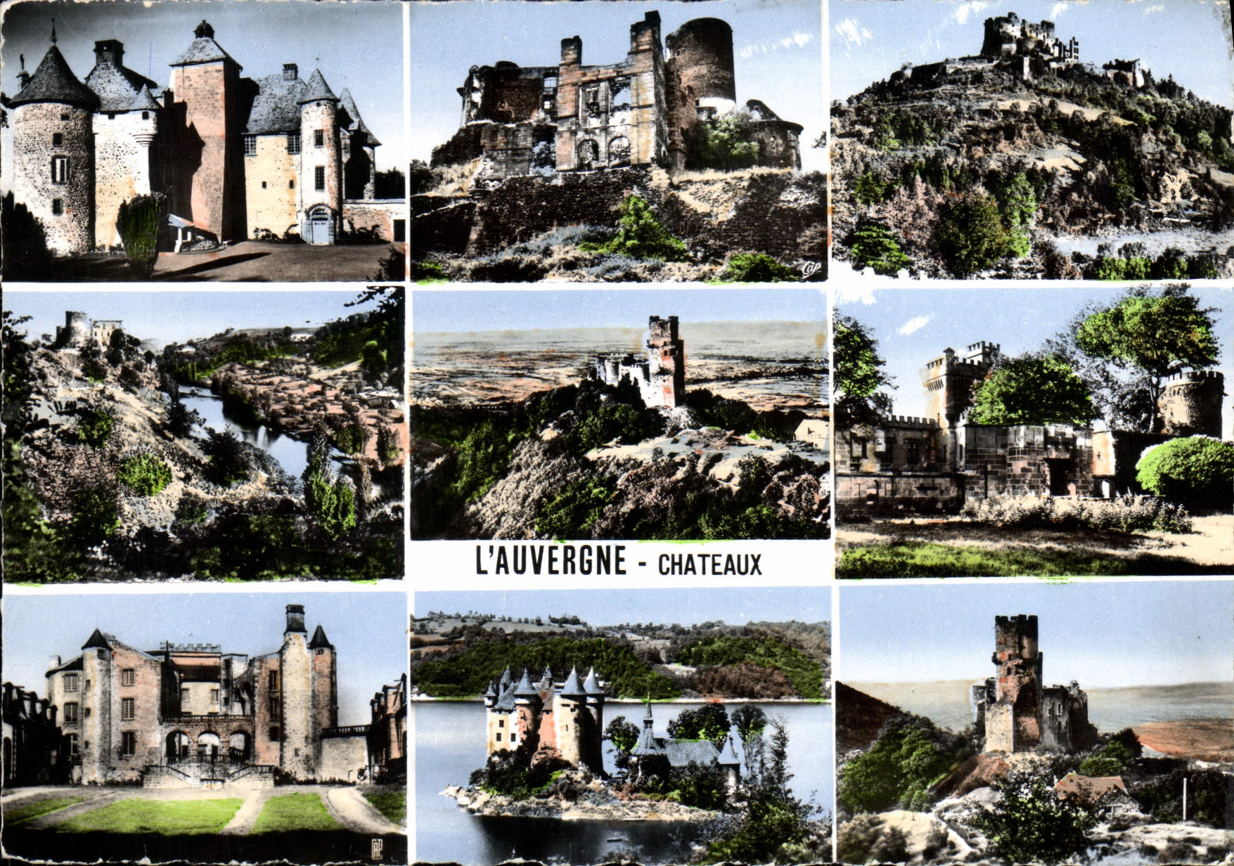 CPM L'Auvergne Chateaux Cordes Mural Chouvigny Tournoel Grangefort Chazeron
