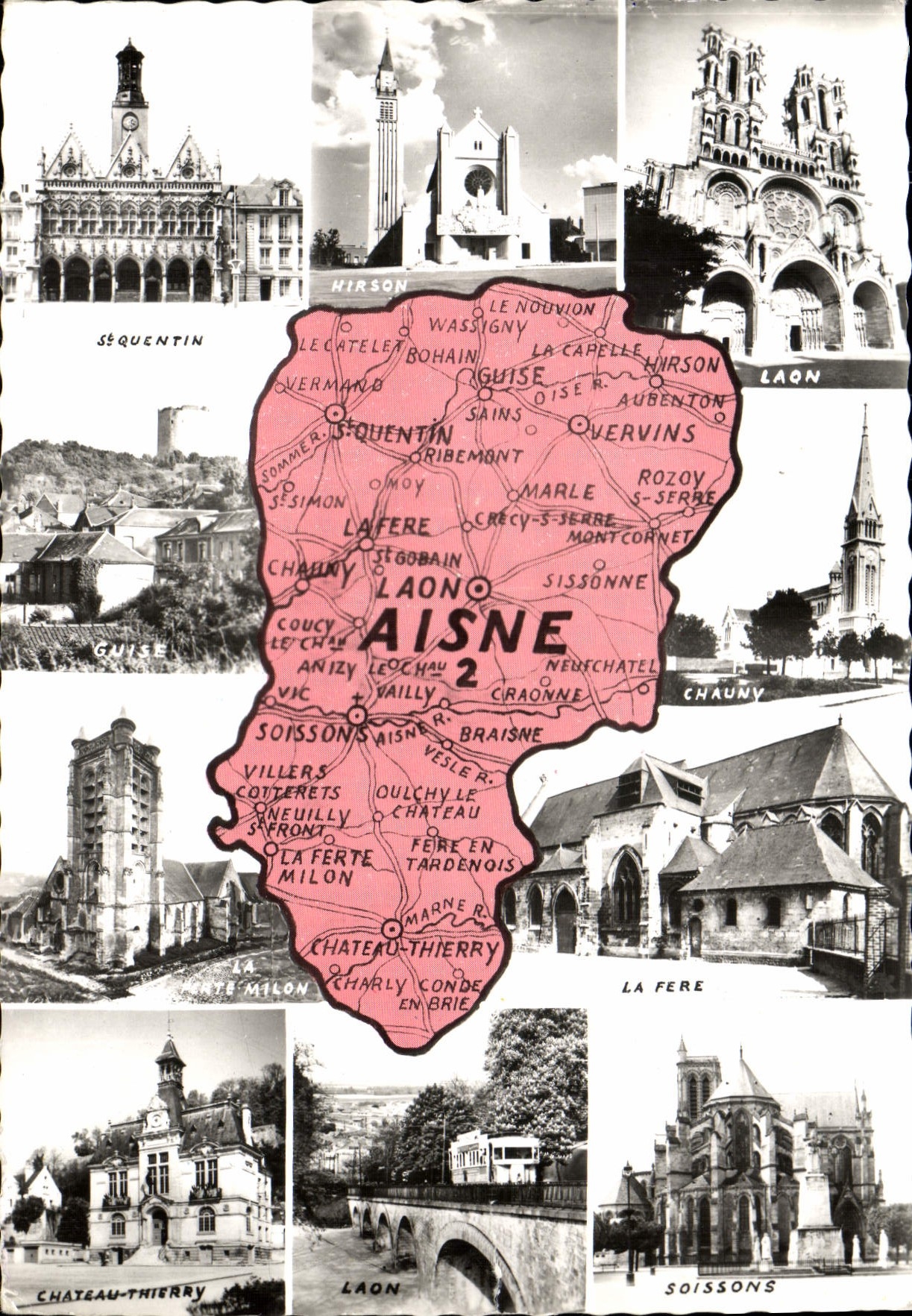 MODERN CARD Laon St Quentin Hirson Chauny Own way Ferte Milon Fere Soissons Aisne