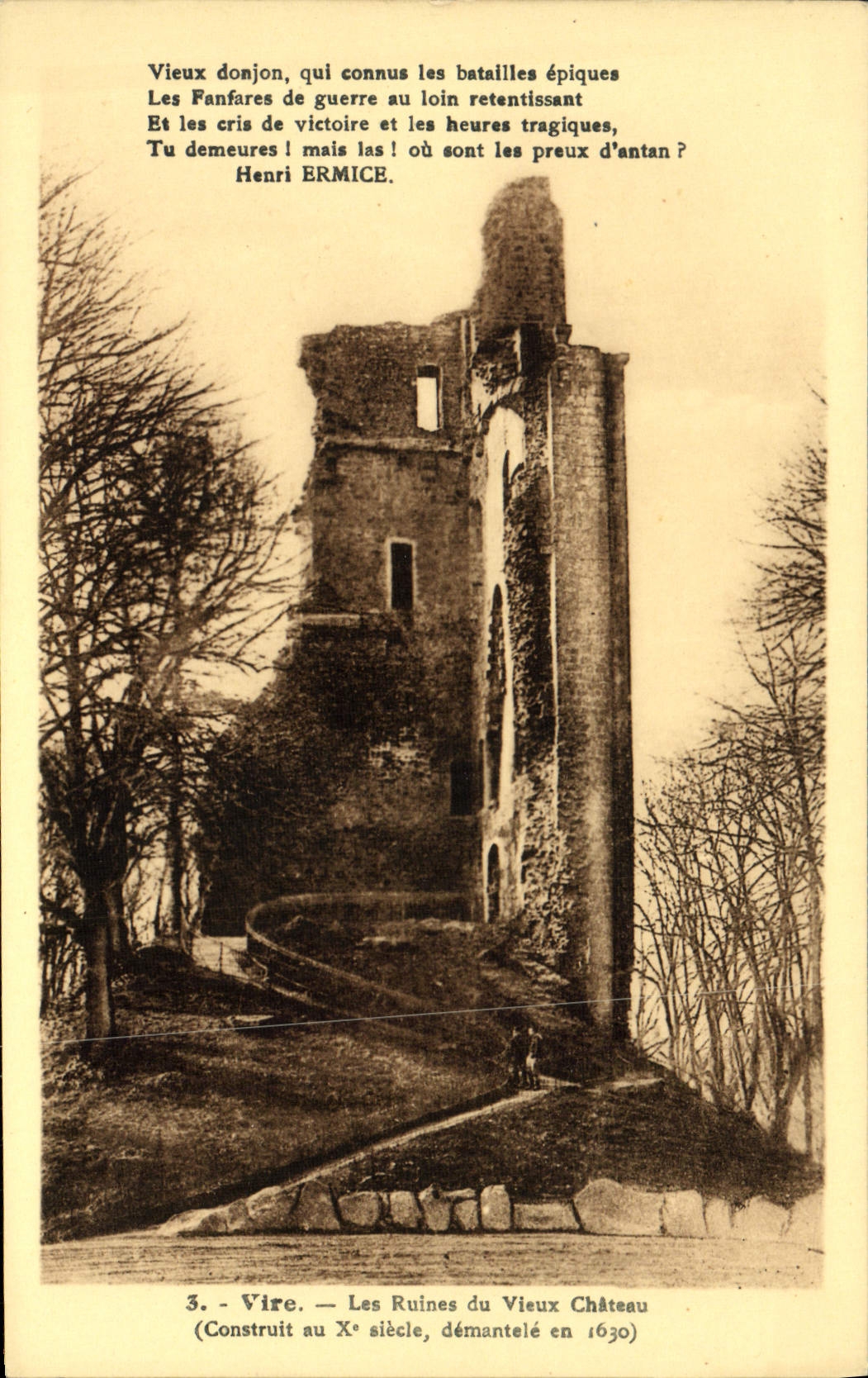 VINTAGE POSTCARD Transfers the Ruins Of the Old Castle