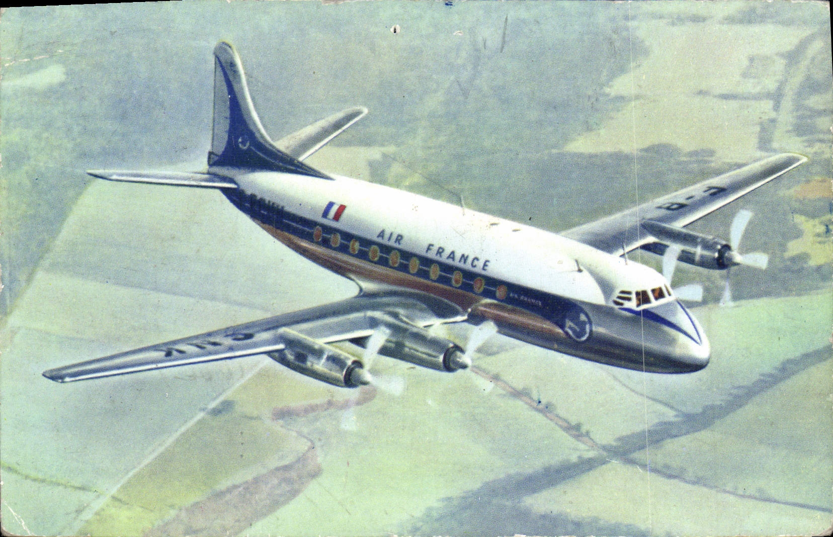 CPM Air France Vickers Viscount Silencieux Et Tres Rapide Avion