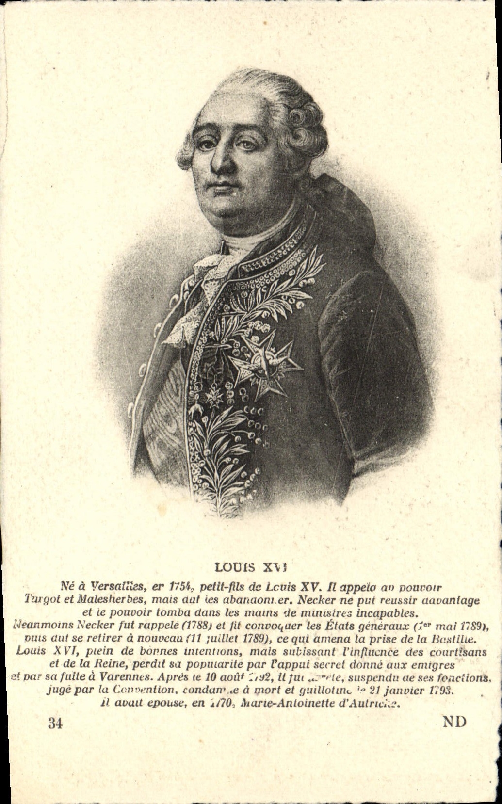 VINTAGE POSTCARD Louis XVI does not have Versailles er Small Son Of Louis XV