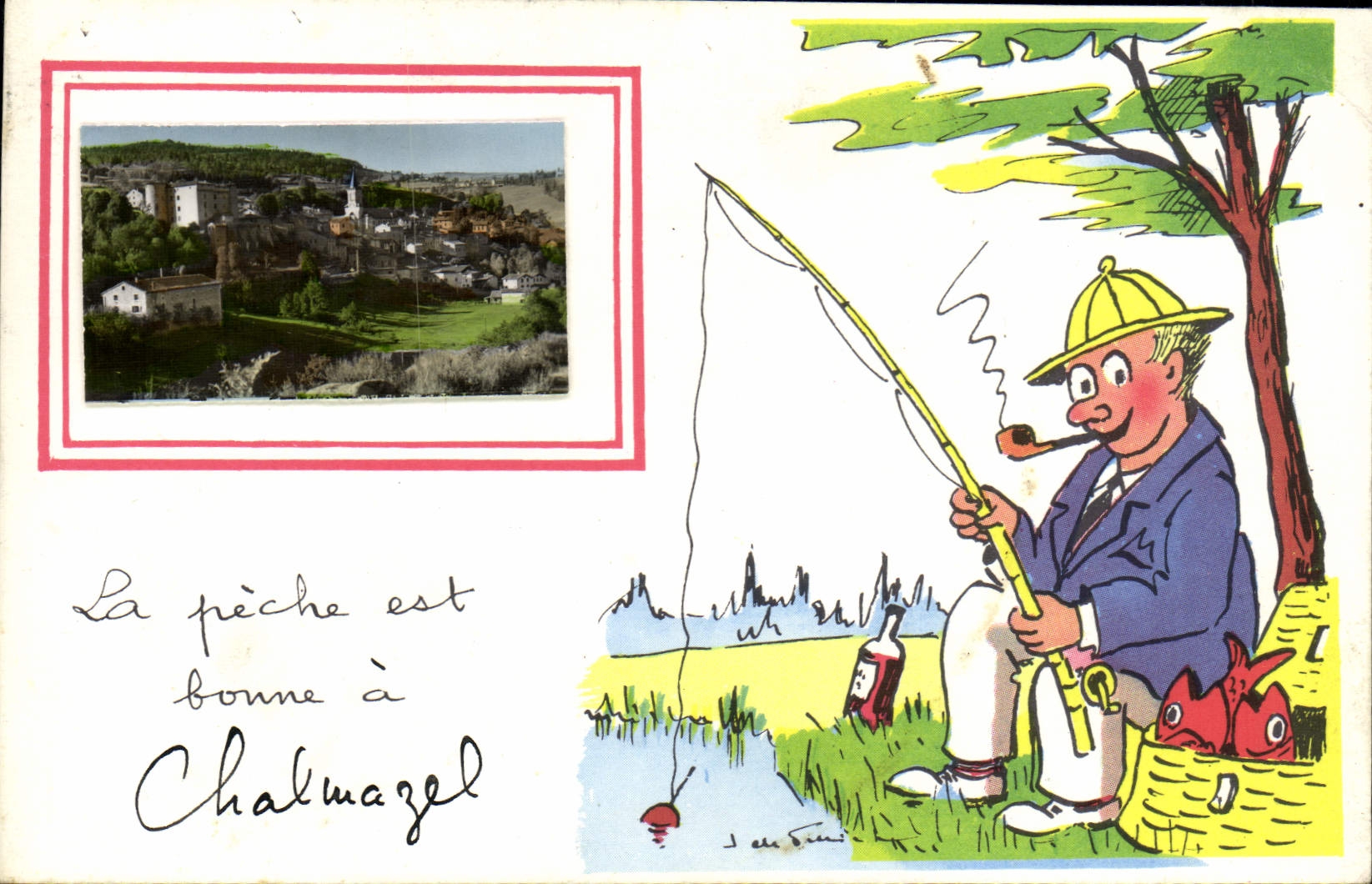 VINTAGE POSTCARD Fishing Is Fomme has Sinning Chalmazel Peche
