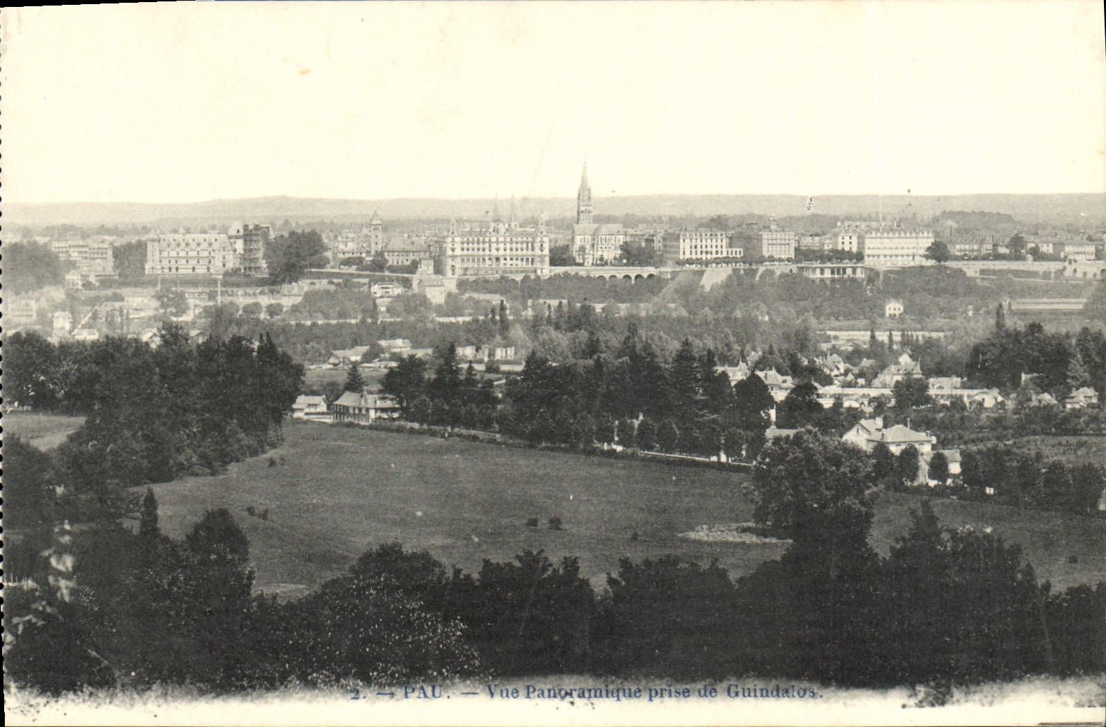 VINTAGE POSTCARD Pau Seen Panorama Taken De Guindalos