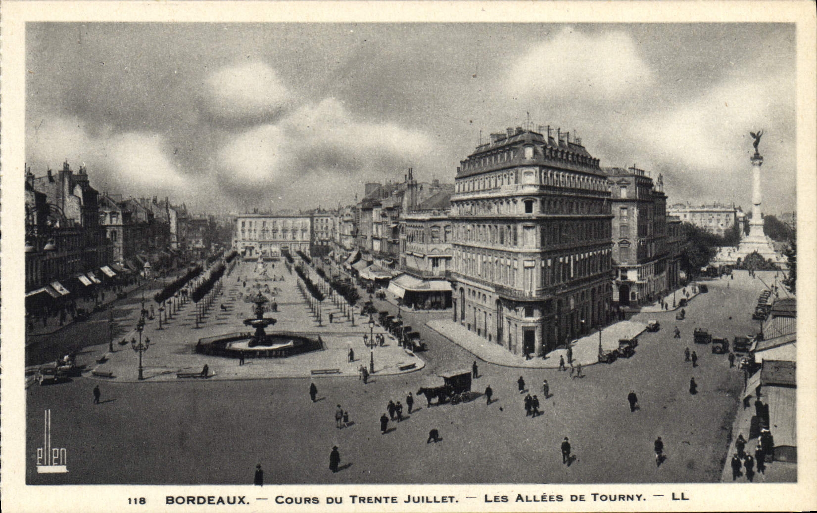 VINTAGE POSTCARD Bordeaux Course Of July Thirty the Alleys De Tourny