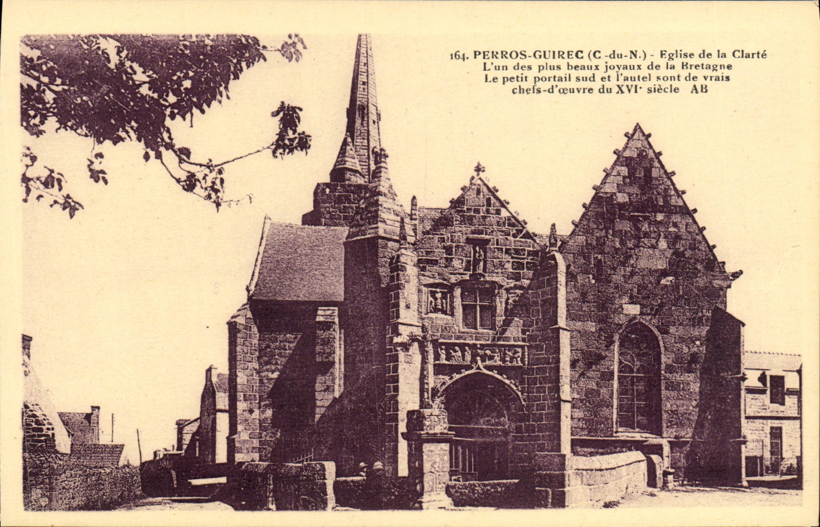 VINTAGE POSTCARD Perros Guirec Church Of Clearness