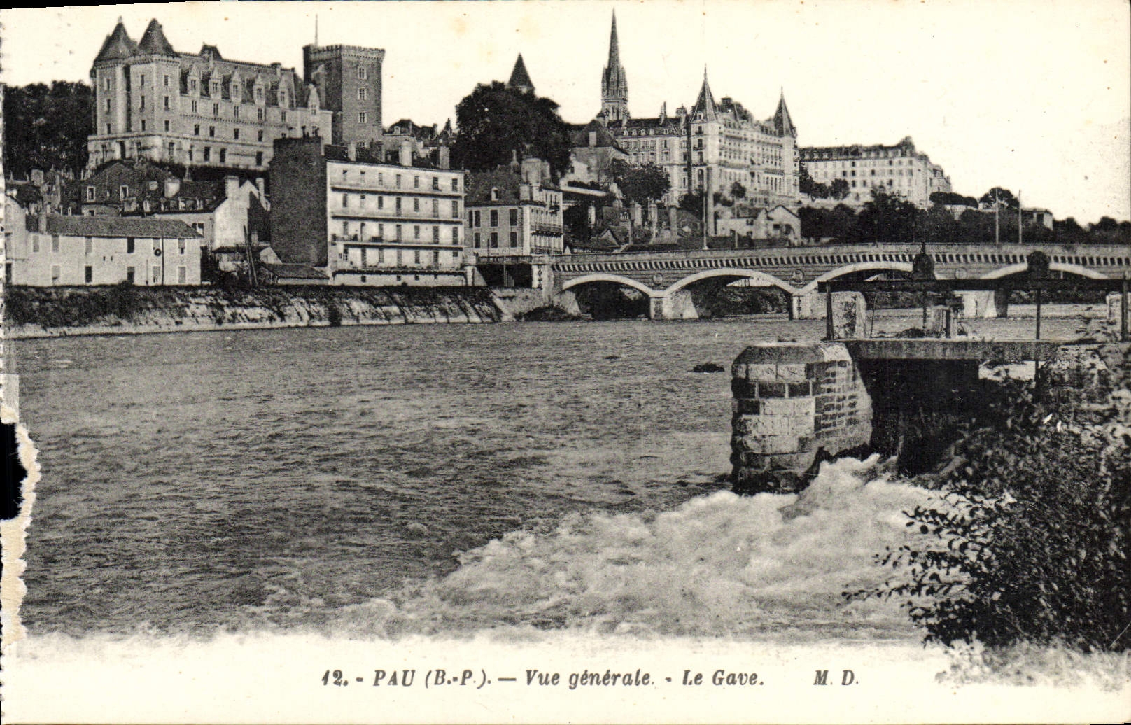 VINTAGE POSTCARD Pau View Gave