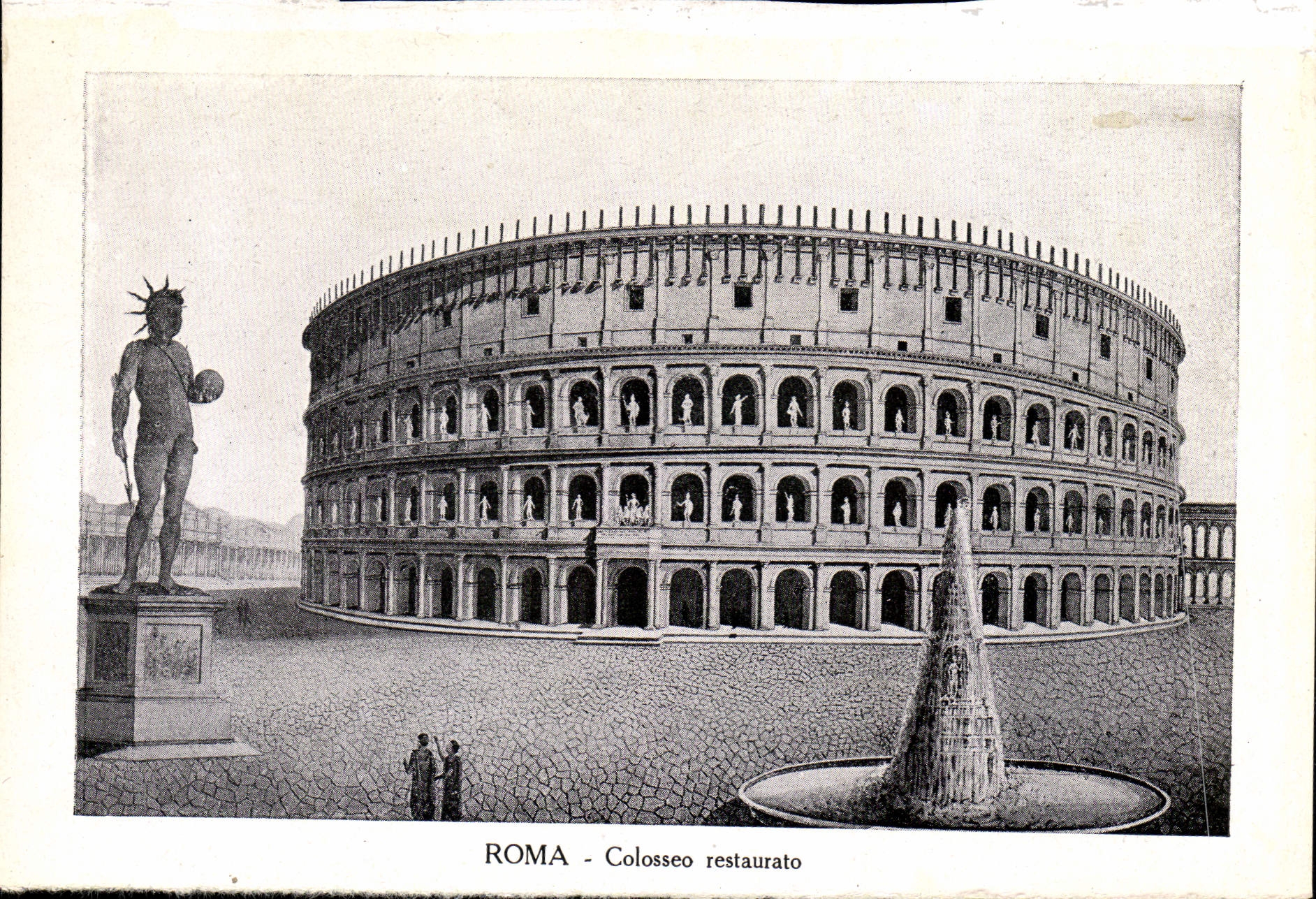 POSTAL Roma Colosseo Restaurato de la VENDIMIA
