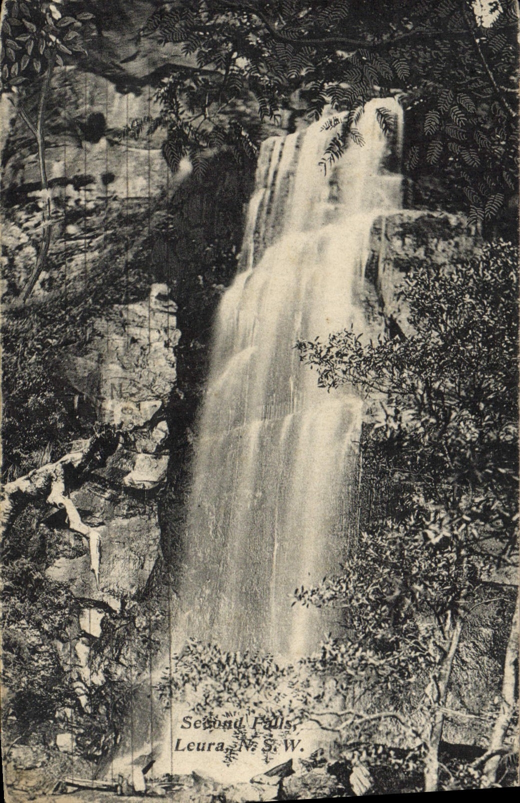 VINTAGE POSTCARD Second Falls Leura NSW