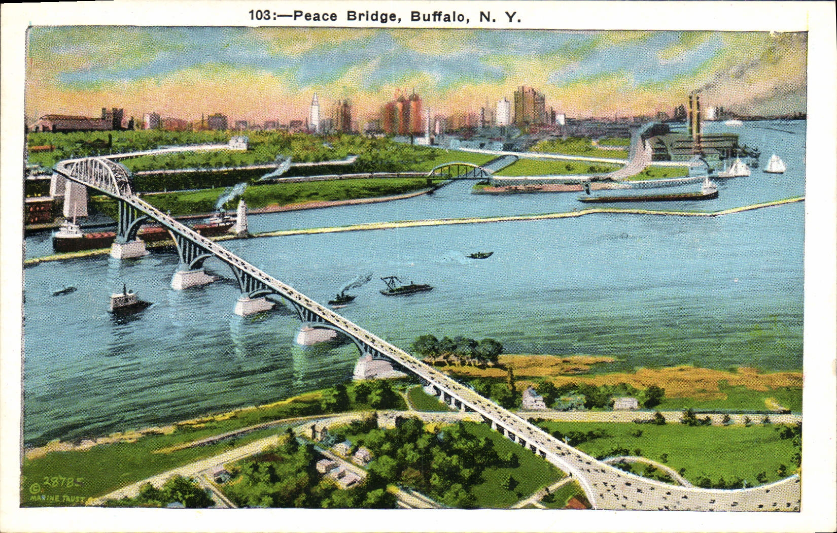 VINTAGE POSTCARD Peace Bridge Buffalo New York