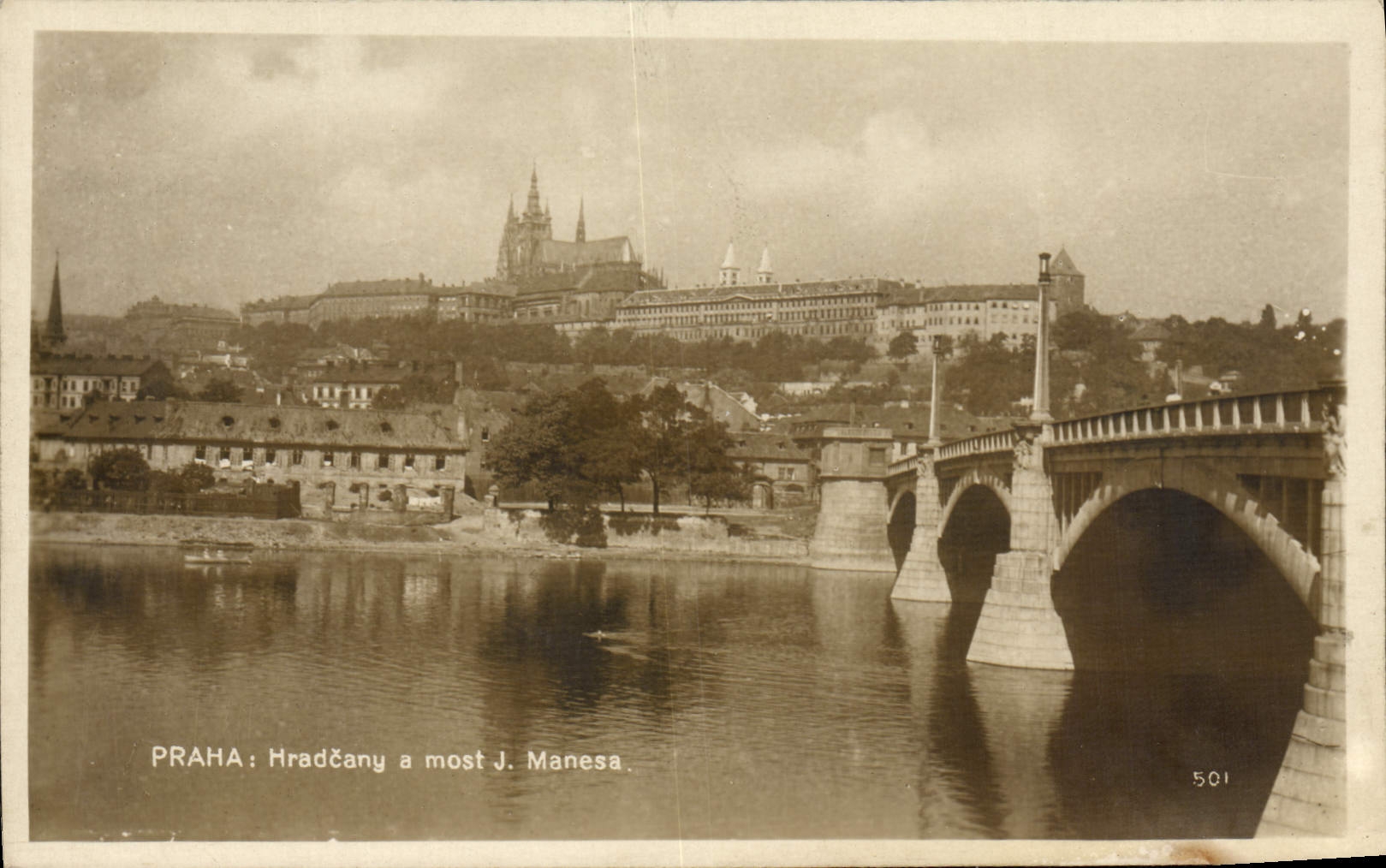 CPA Praha Hradcany a most j Manesa