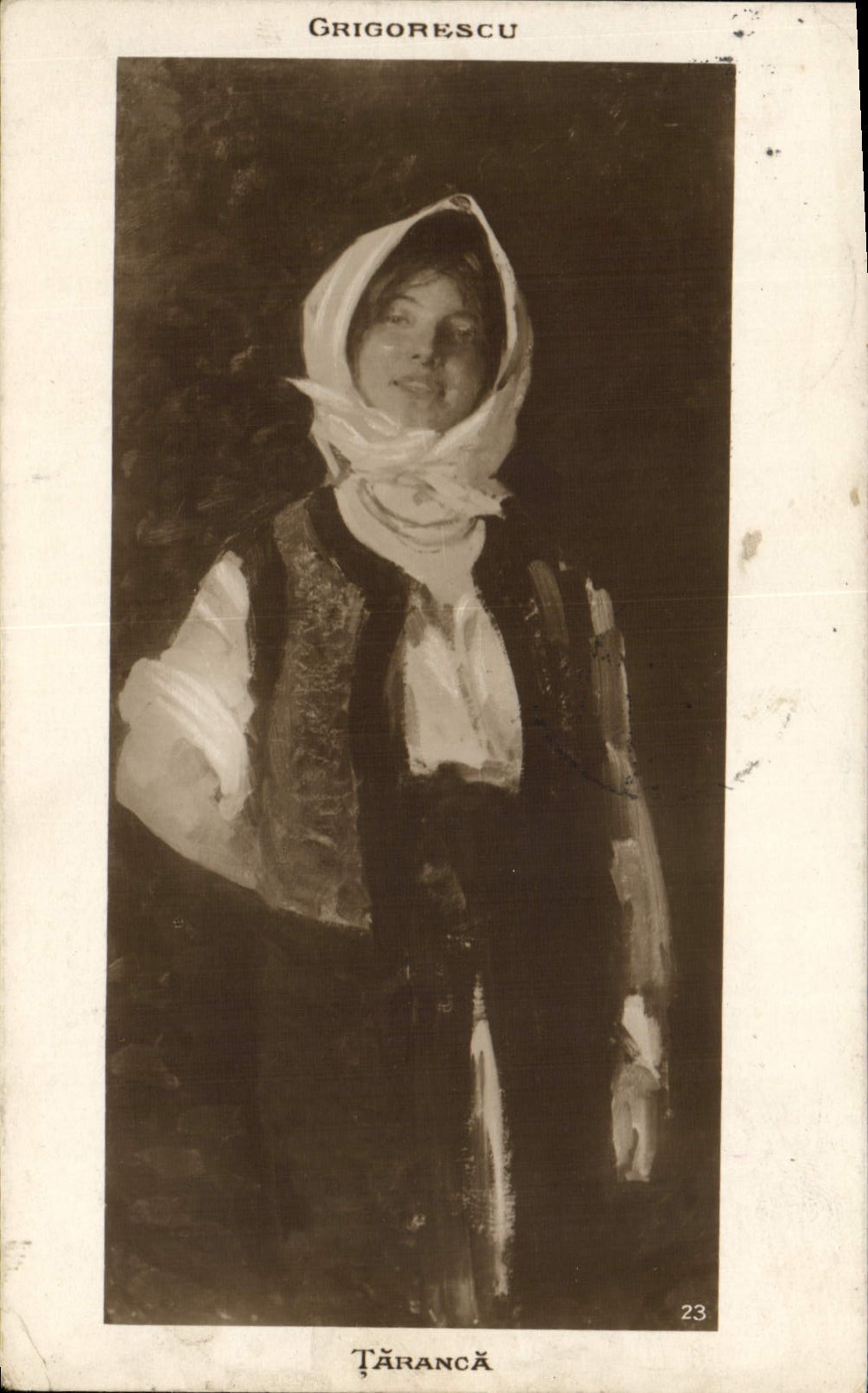 Folklore Iasi 1909 de Grigorescu Taranca Rumania de la POSTAL de la VENDIMIA