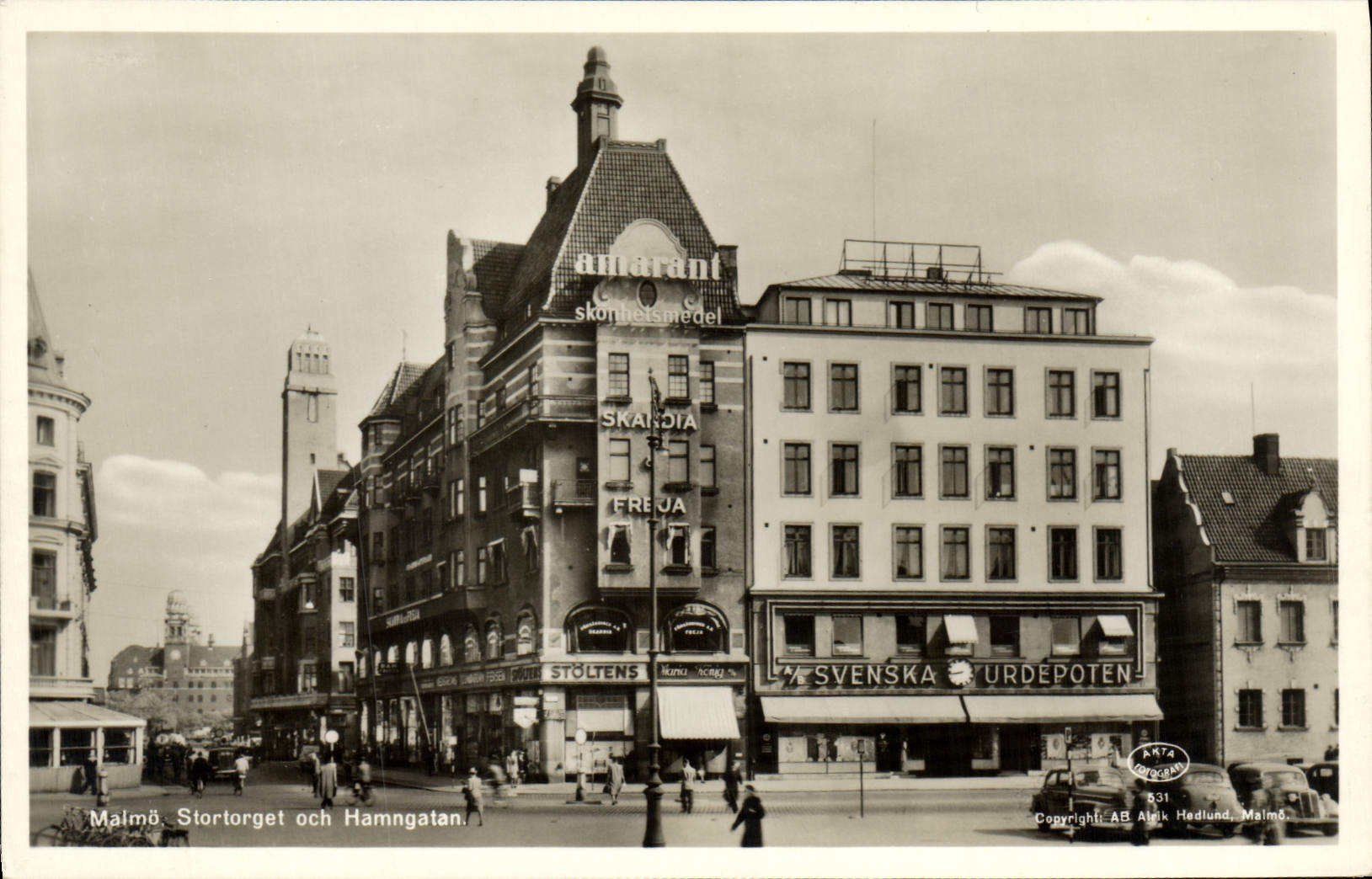Och Hamngatan de Malmo! Stortorget de la POSTAL de la VENDIMIA