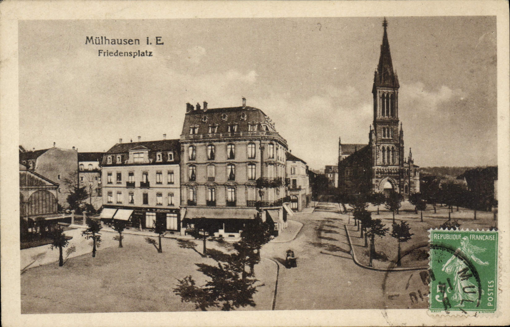 VINTAGE POSTCARD Mulhausen Friedensplatz