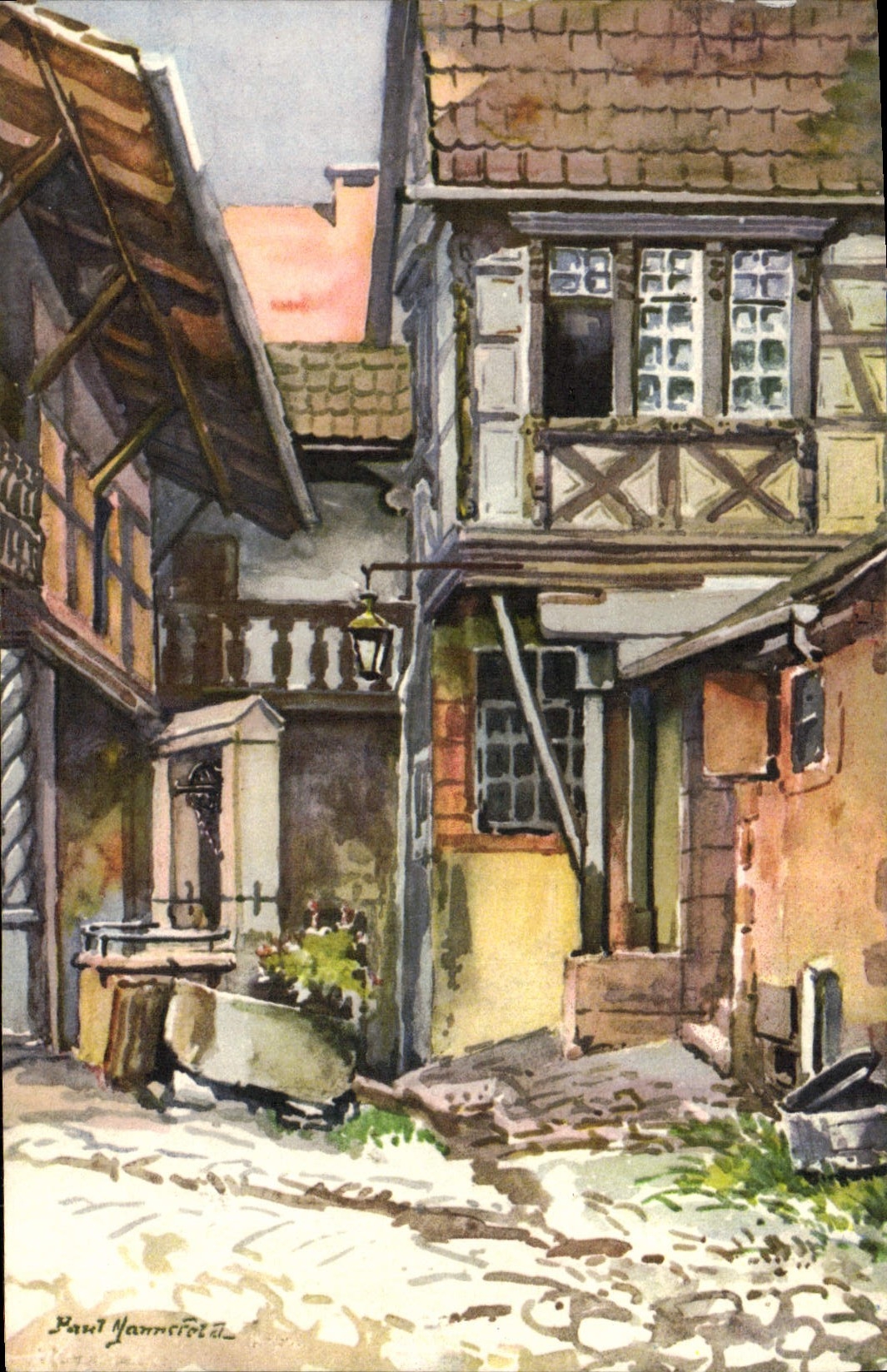 VINTAGE POSTCARD Riquewihr Storkenhof
