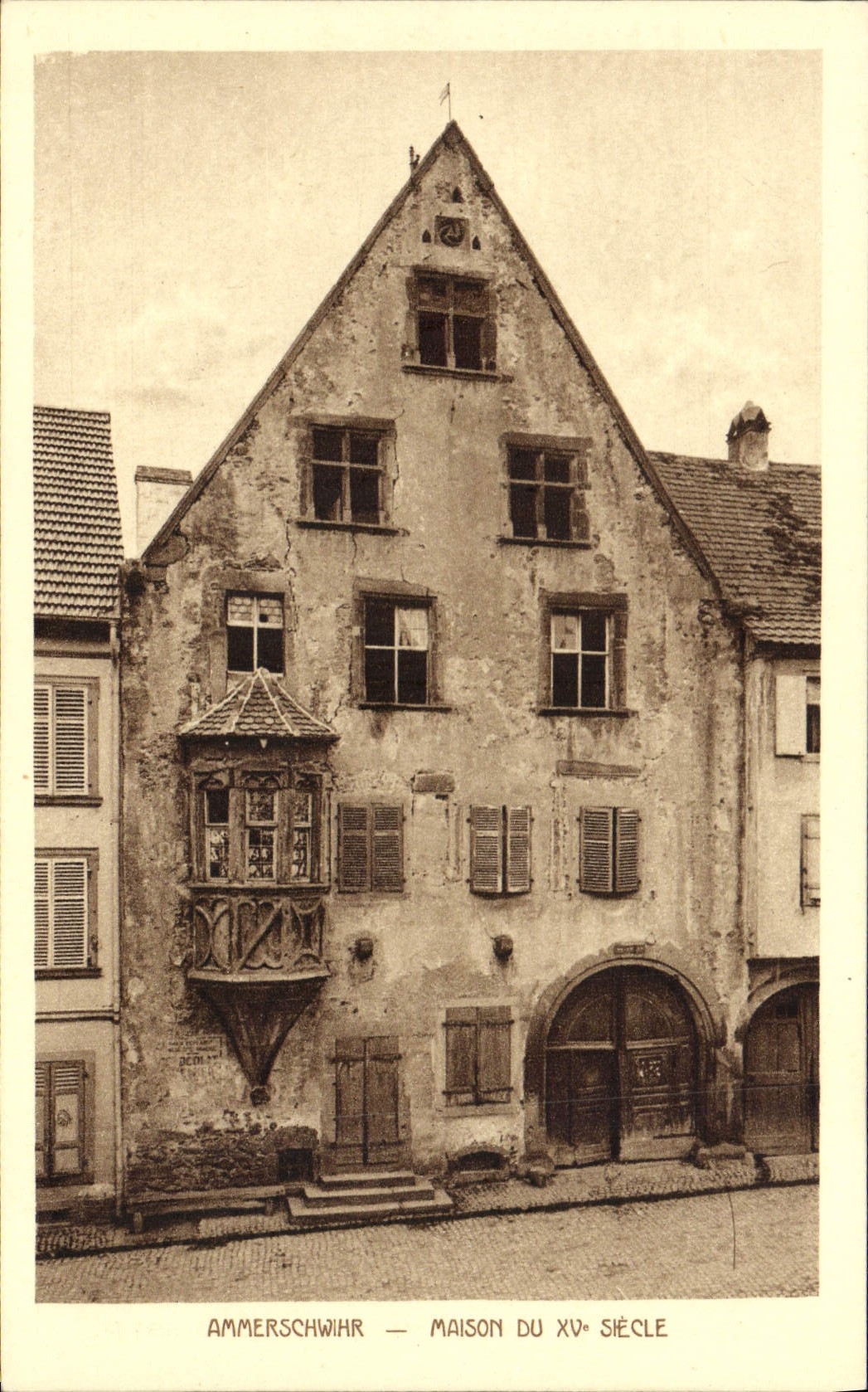 Casa de Ammerschwihr de la POSTAL de la VENDIMIA del décimo quinta