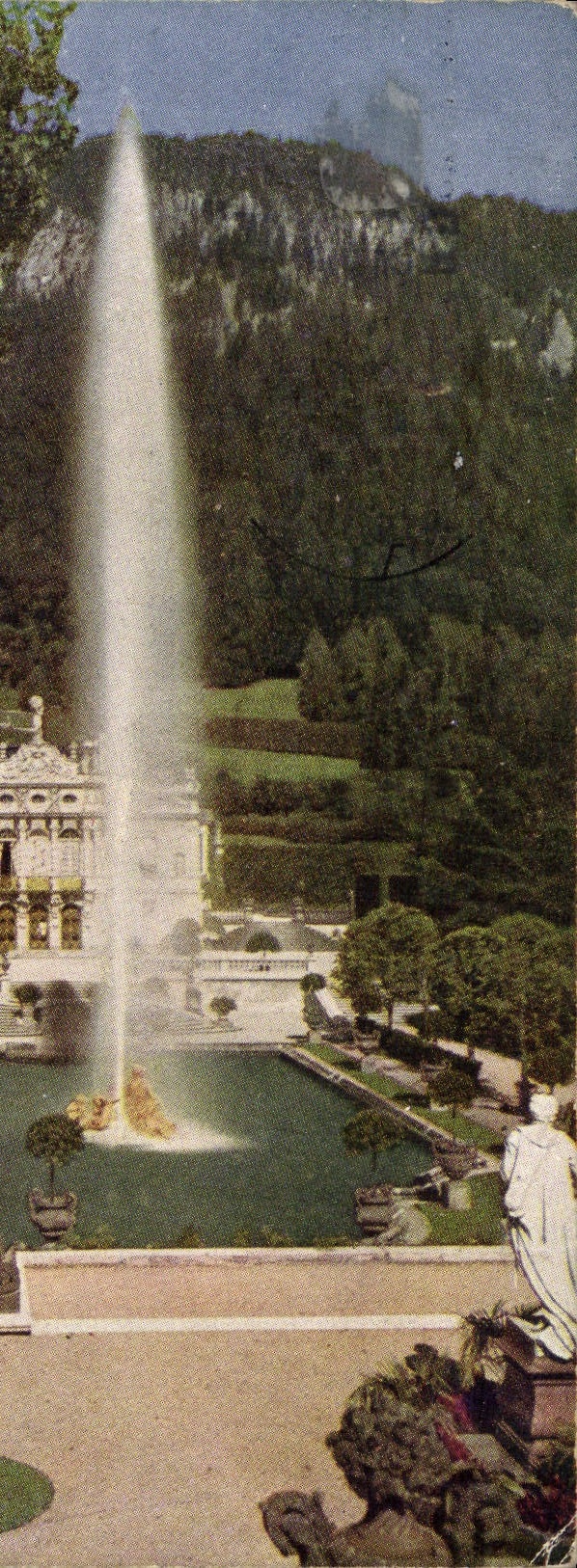 VINTAGE POSTCARD Linderhof Blick auf Schloss Lindehrof