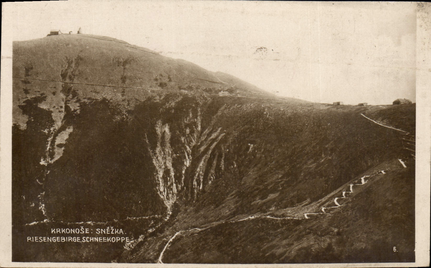 POSTAL Krkonose Snezka Riesengebirge Schneekoppe de la VENDIMIA