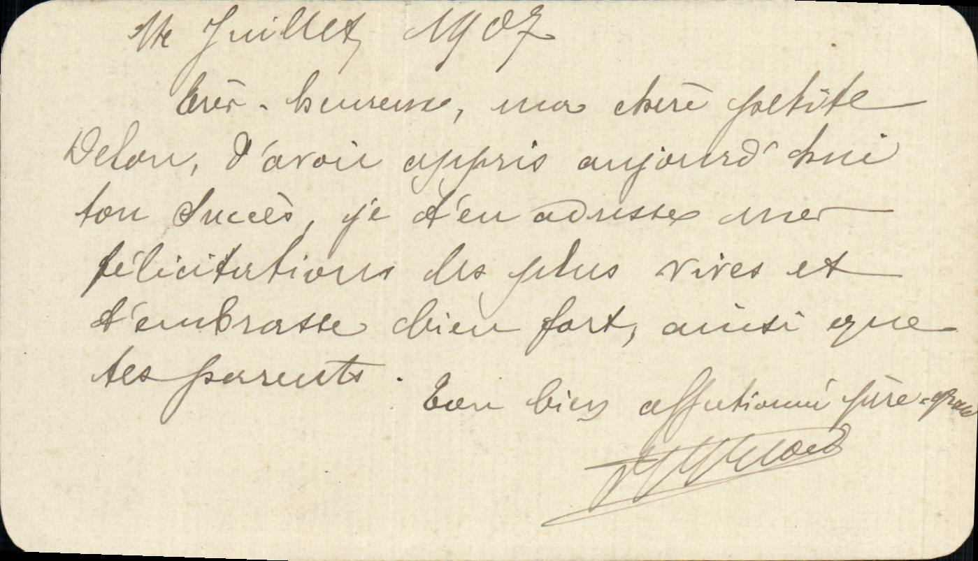 Petite lettre 14 juillet 1907