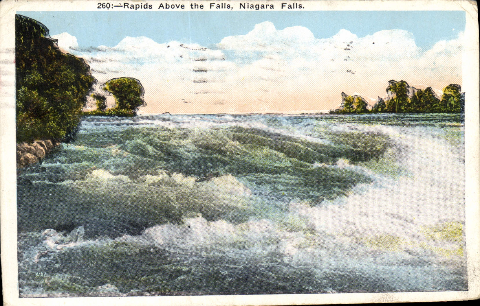 Rapids de Niagara Falls de la POSTAL de la VENDIMIA sobre la catarata