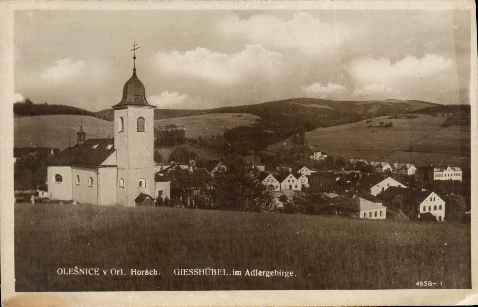 POSTAL Olesnice Horacb Giesshobel Adlergebrige de la VENDIMIA