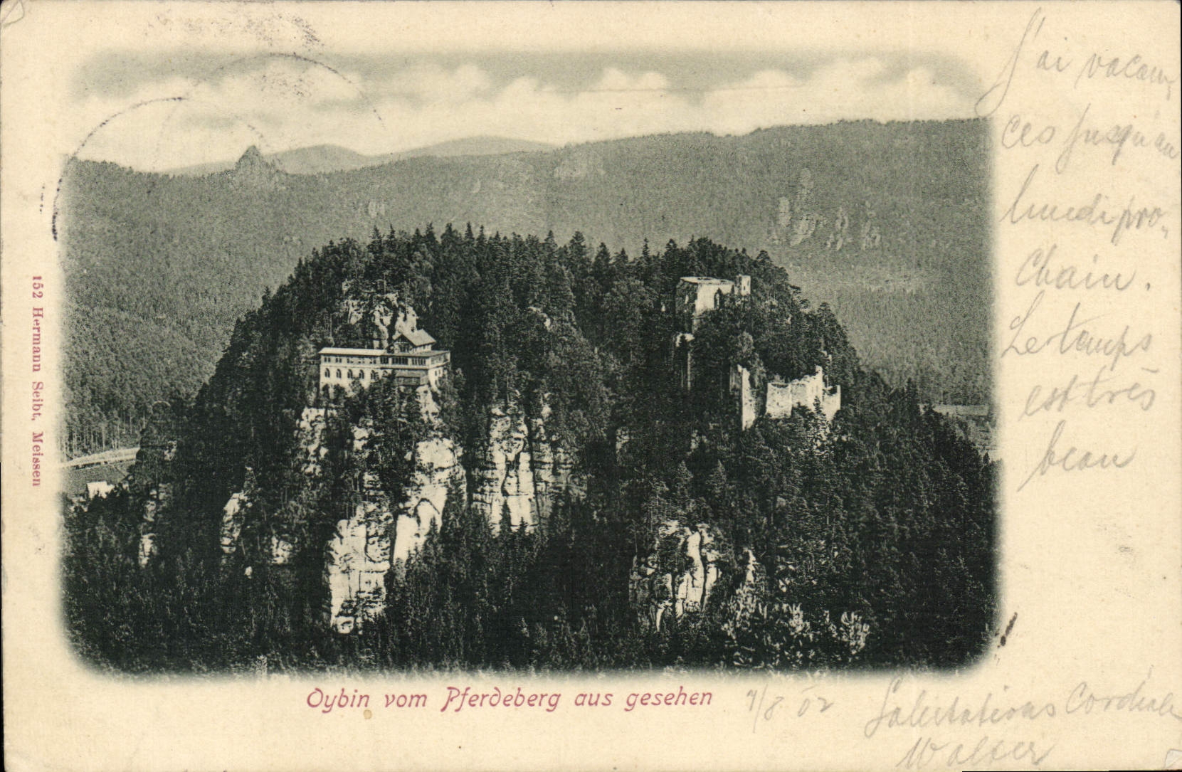 El aus de Pferdeberg del vom de Oybin de la POSTAL de la VENDIMIA gesehen