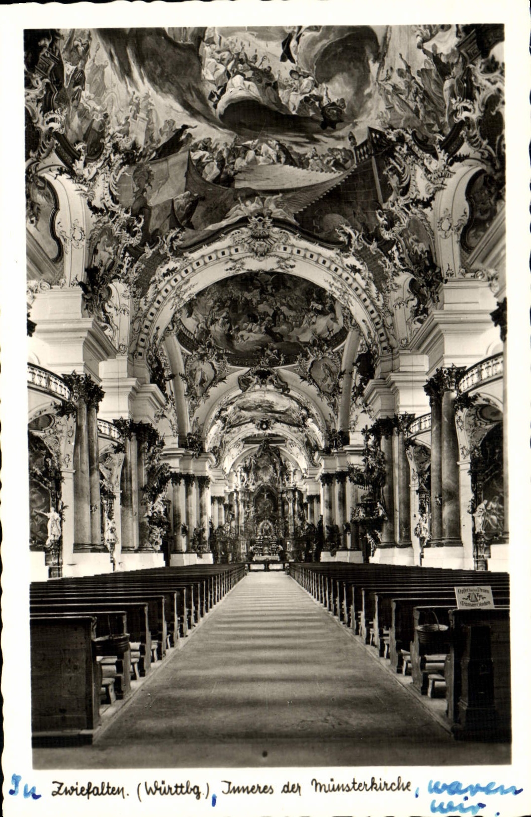 Der Munsterkirche de Zwiefalten Ineres de la POSTAL de la VENDIMIA