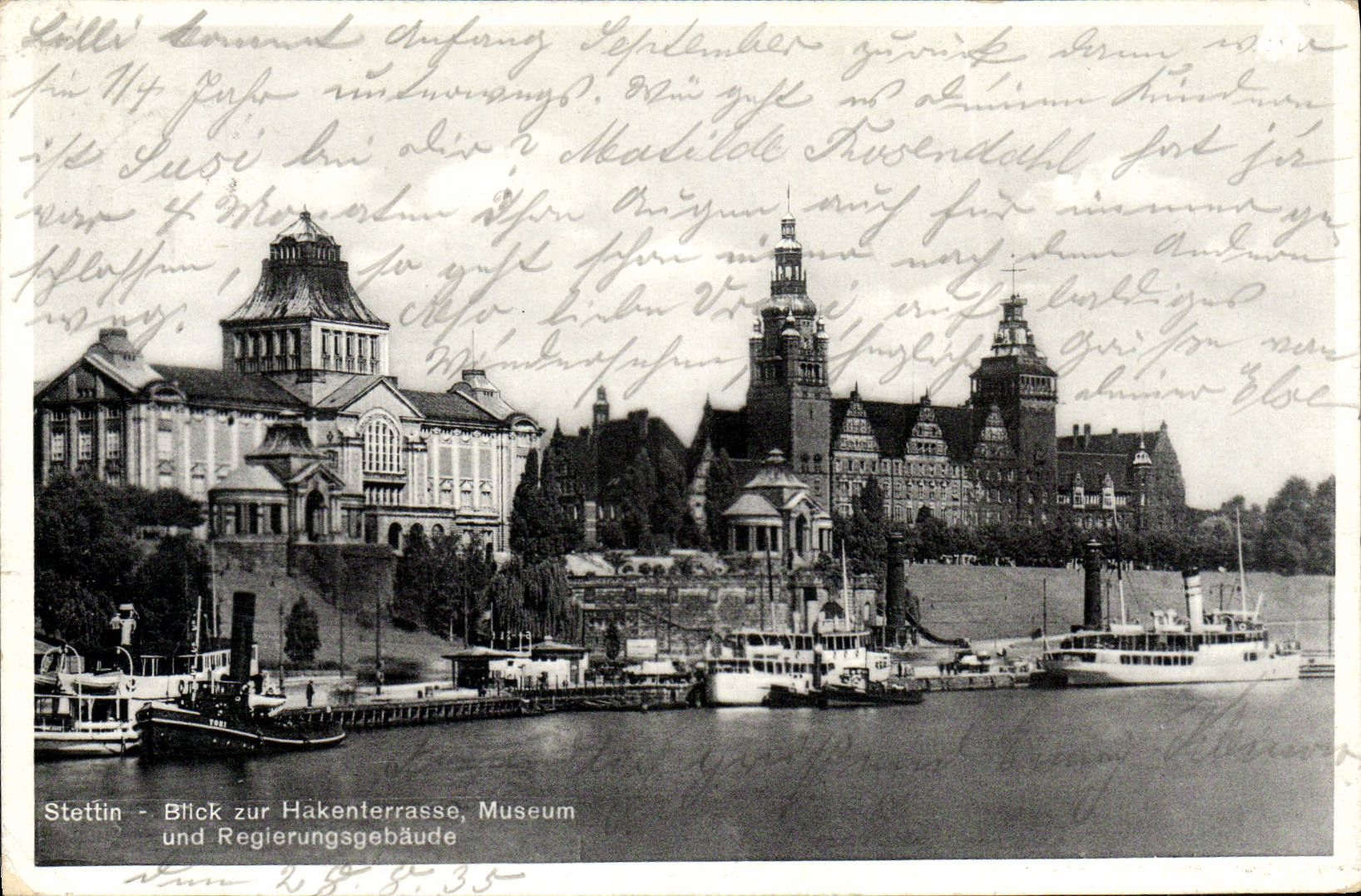 CPM Stettin Blick zur Hakenterrasse Museum und Regierungsgebaude