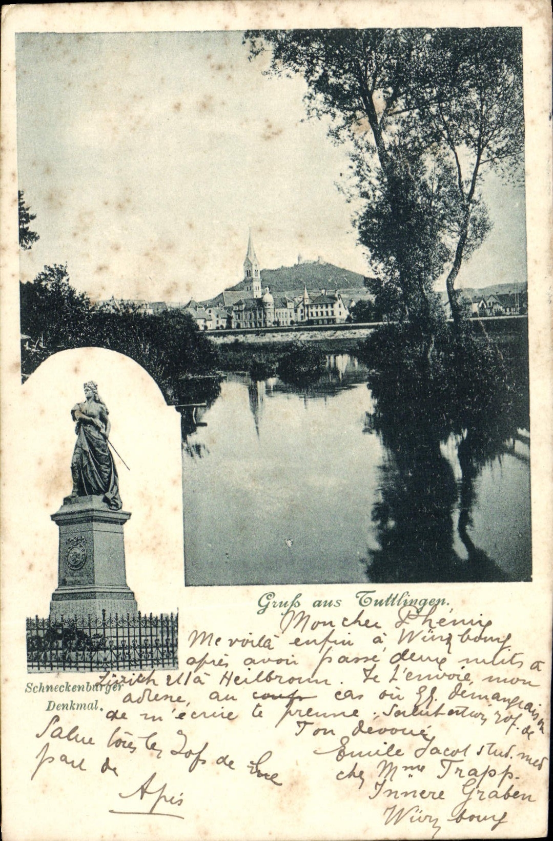 VINTAGE POSTCARD Schneckenburger Denkmal Tuttlingen