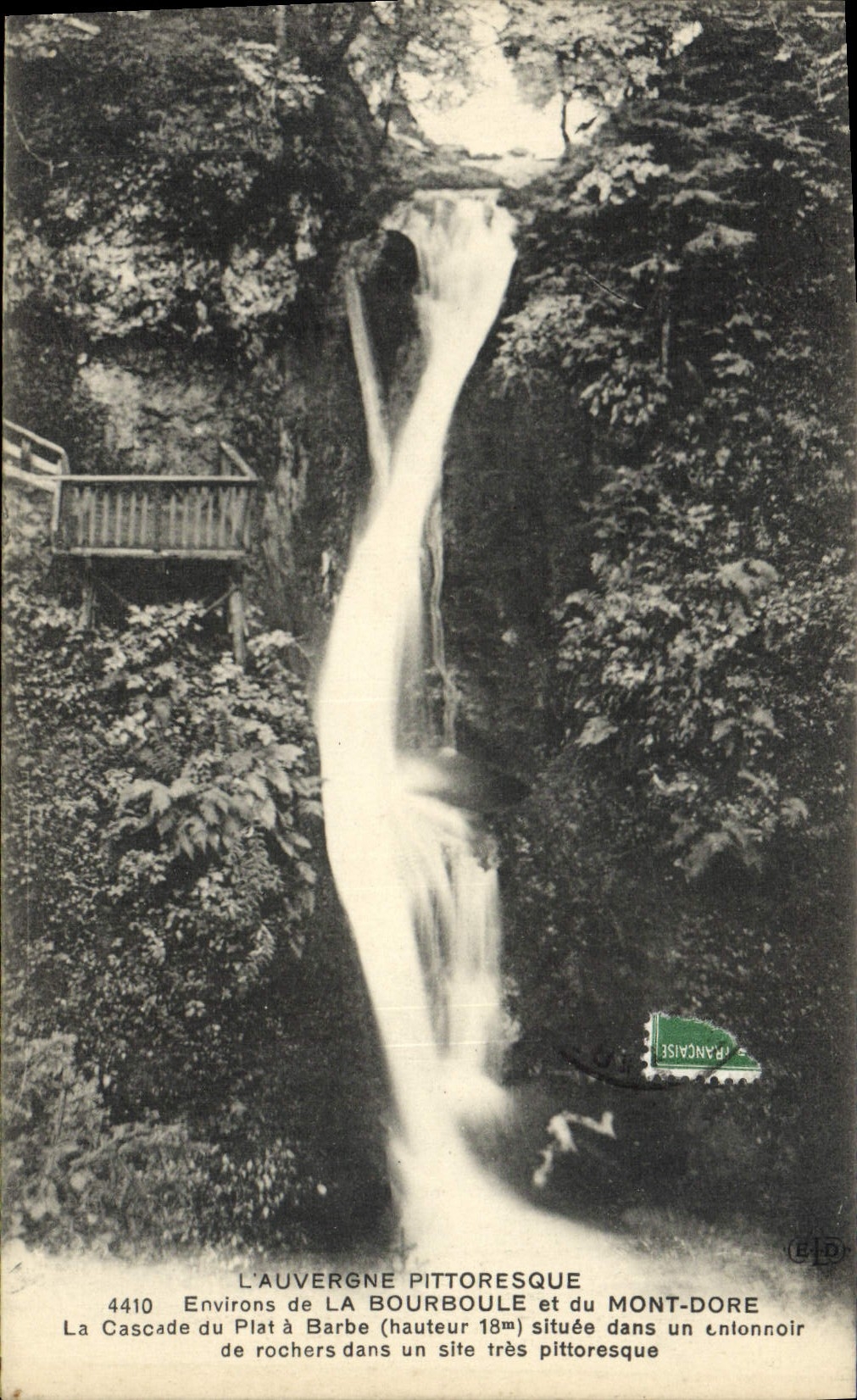 VINTAGE POSTCARD Picturesque Auvergne Surroundings of Bourboule and the Mount Gilds the cascade of the shaving mug