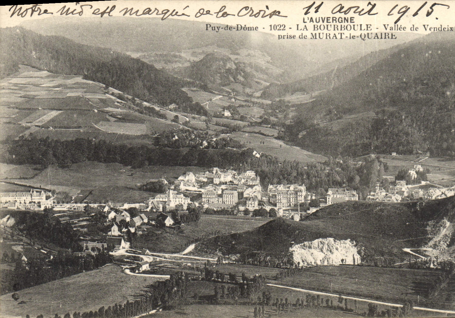 VINTAGE POSTCARD Auvergne Bourboule Valley of Vendeix Taken of Murat Quaire