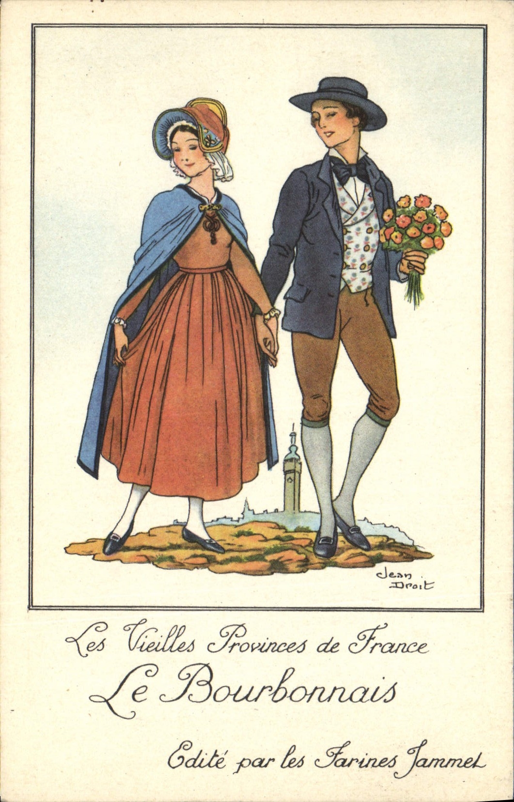 VINTAGE POSTCARD the Old Provinces of France Bourbonnais Publishes by the Flours Jammet Folklore