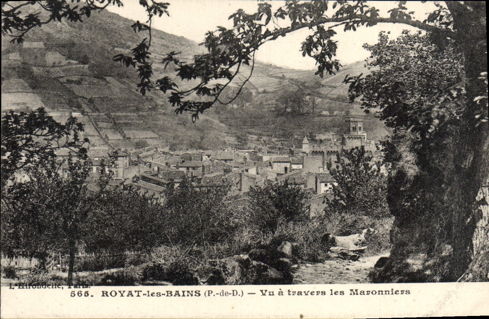 VINTAGE POSTCARD Royat Les Bains Seen through Maronniers