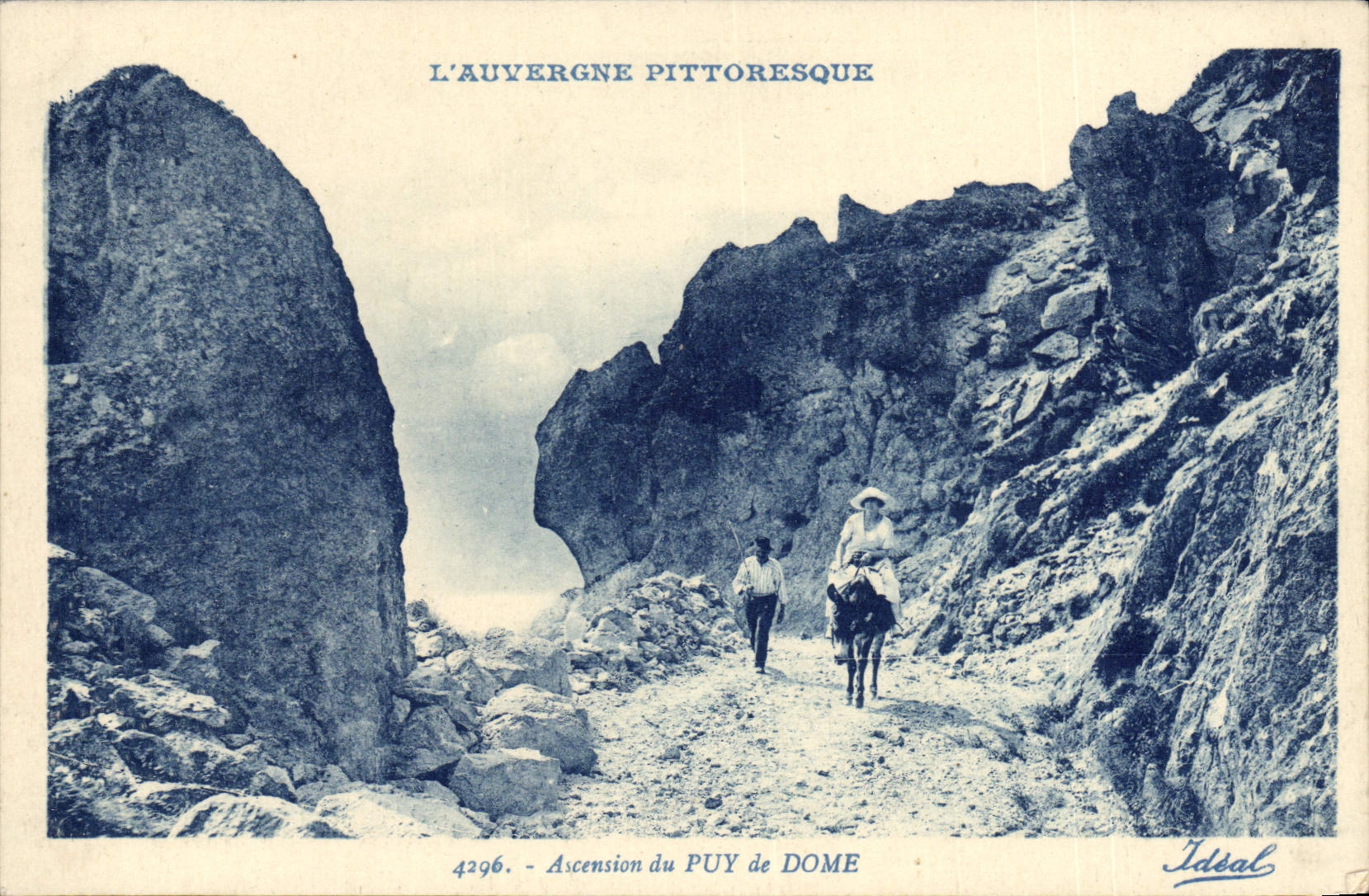 VINTAGE POSTCARD Picturesque Auvergne Climbing of Puy de Dome Ass Mule