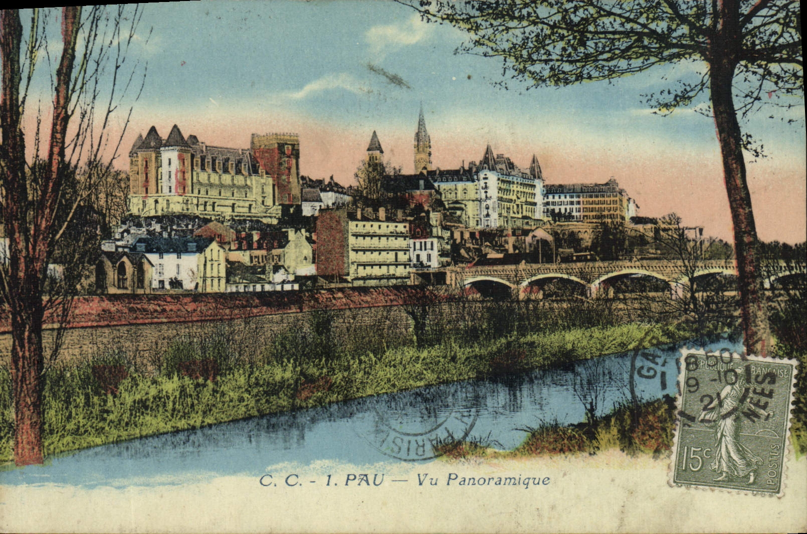 VINTAGE POSTCARD Pau Considering Panoramic