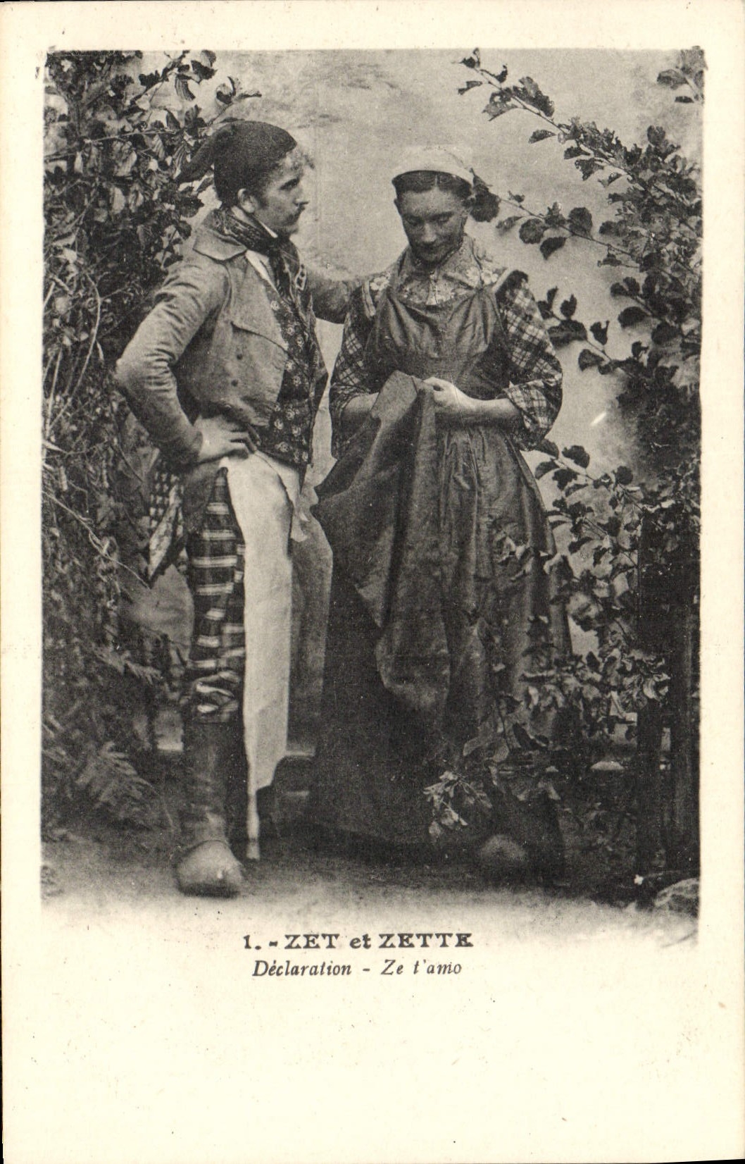 VINTAGE POSTCARD Zet and Zettk Ze Declaration you amo Woman Folklore