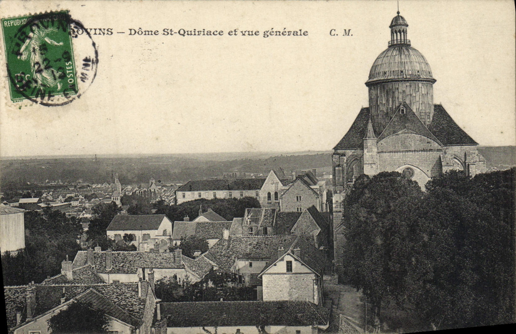 VINTAGE POSTCARD Layered branches Dome St Quiriace And View