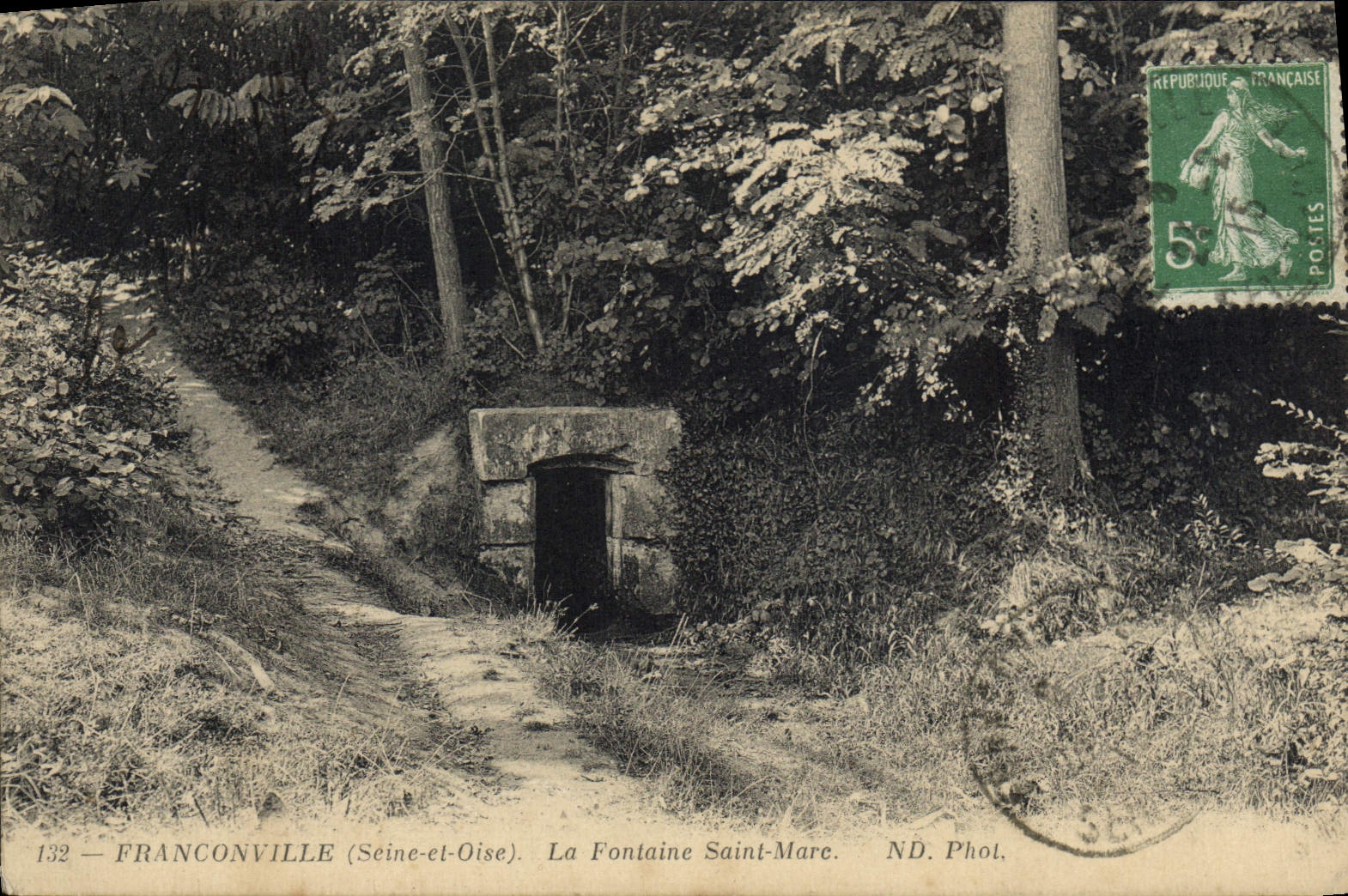 VINTAGE POSTCARD Franconville the Fountain Holy Marc