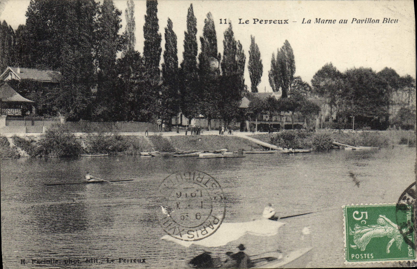 VINTAGE POSTCARD Perreux the Marne With the Blue House